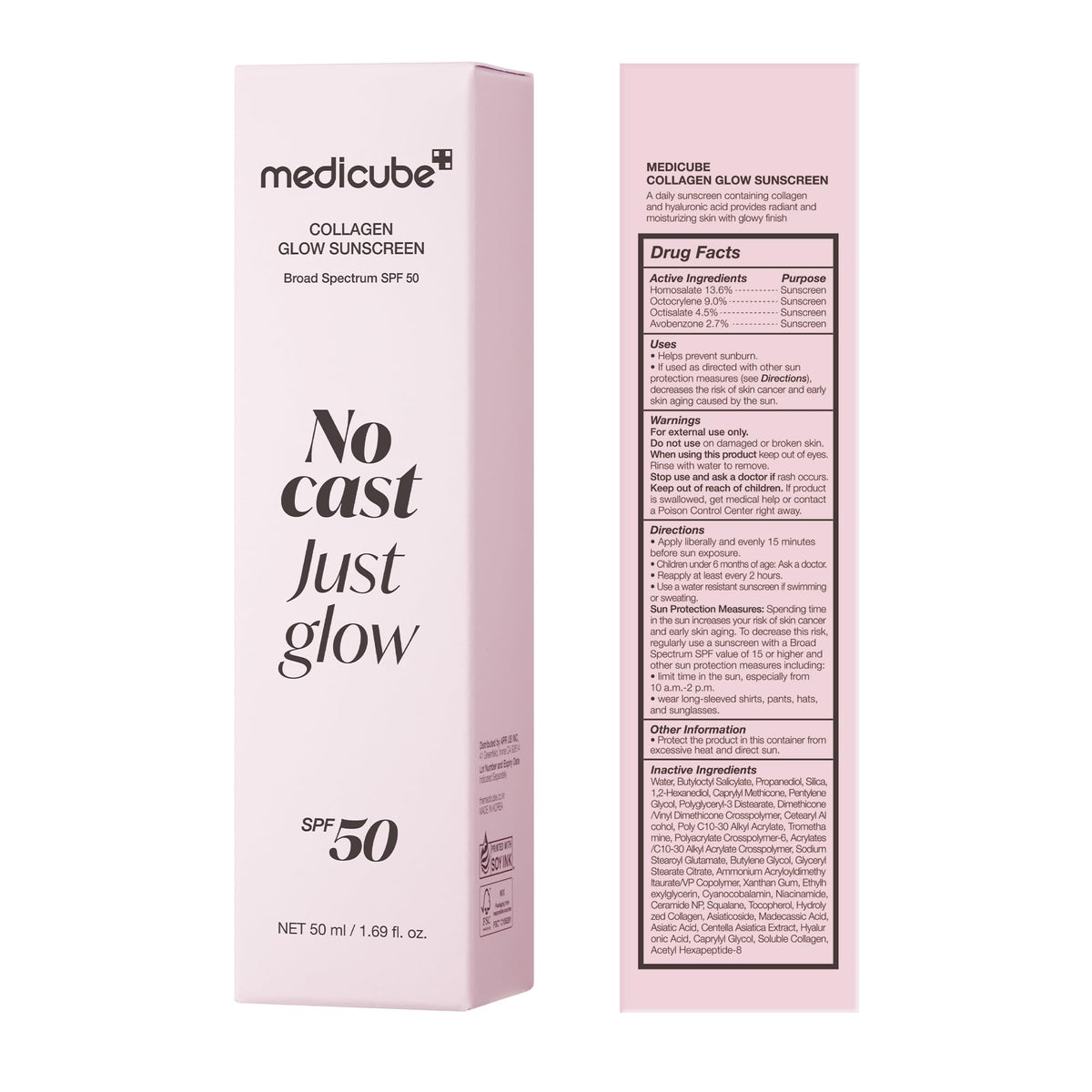 medicube Sunscreen No Cast Just Glow Collagen, SPF 50