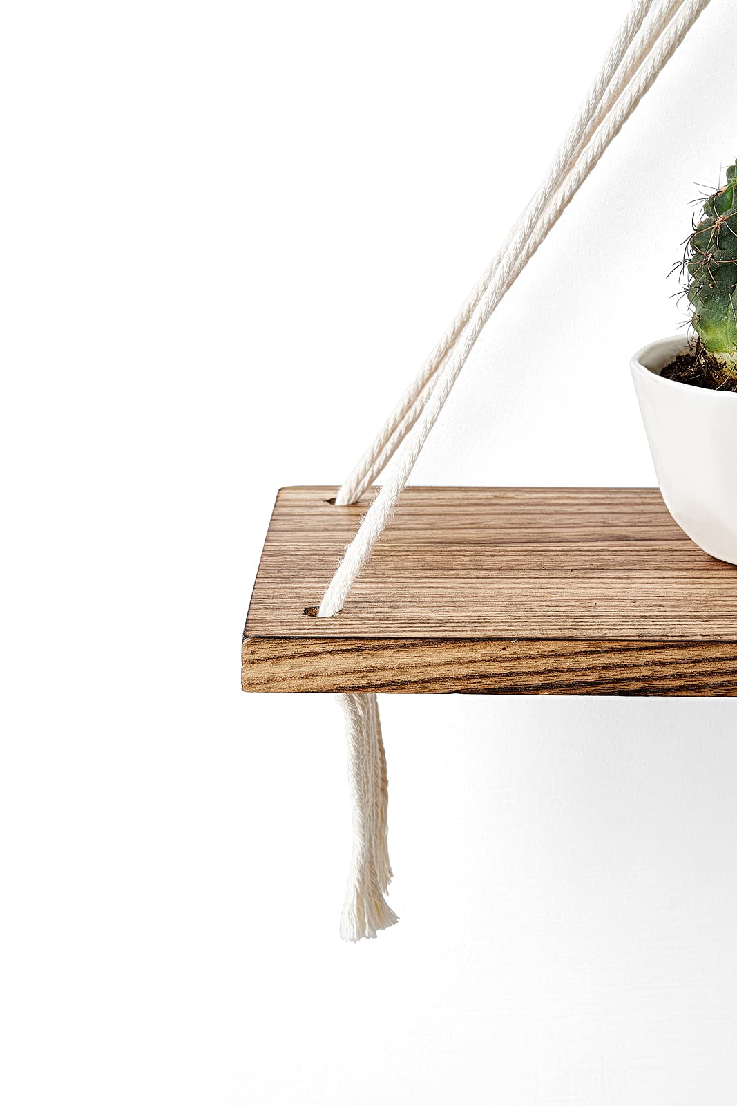 Mkono Macrame Hanging Shelves Boho Wall Decor Set of 2 Floating Wood Shelf