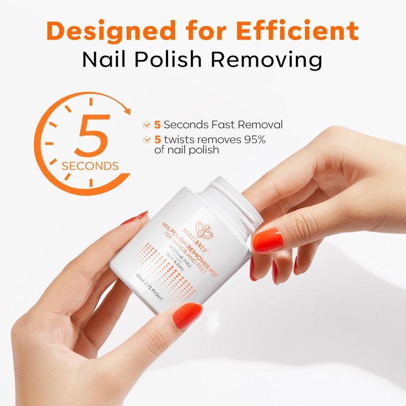 Modelones Nail Polish Remover Acetone-Free & Non Drying Nail Polish Remover Pot with Sponge-Top Lid Contains Jojoba Oil Professional Nail Remove Jar for Home Salon (80 ml)