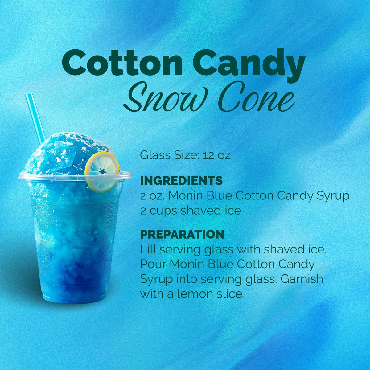 Monin Blue Cotton Candy Syrup – 33.8 fl oz (Pack of 4) | Gluten Free, Kosher, No HFCS