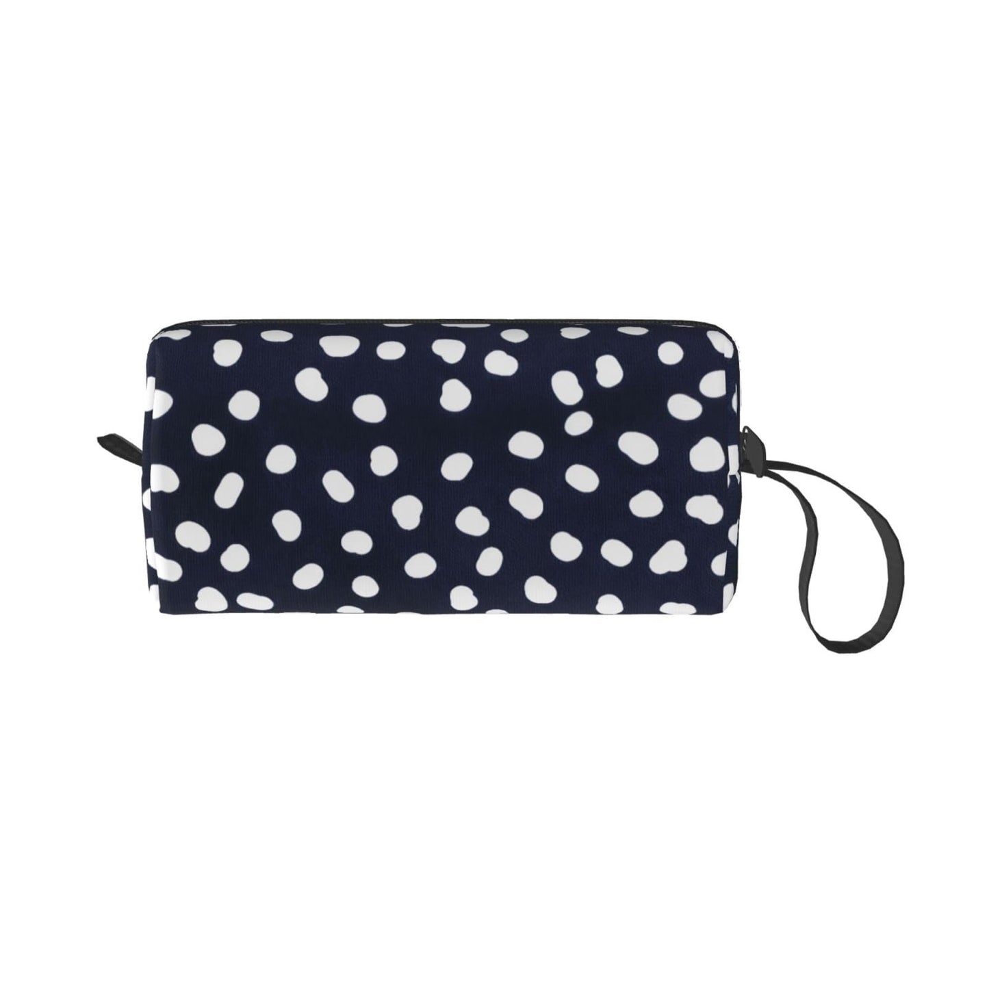 OLUSENMO White Doodle Polka Dot Makeup Bag for Women with Wrist Strap