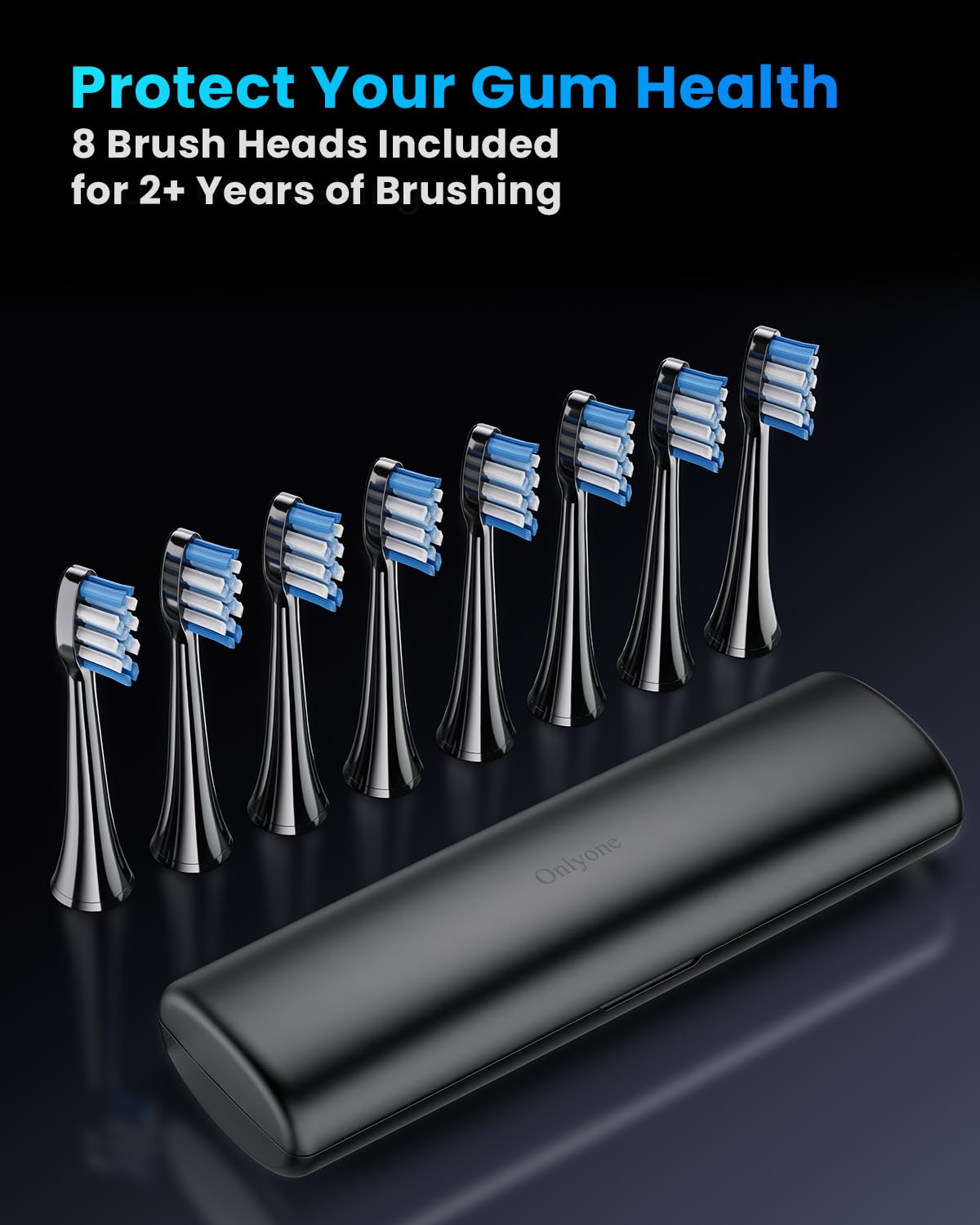 Onlyone Electric Toothbrush for Adults, Rechargeable Electric Toothbrush with 8 Brush Heads, Travel Case, Charging Base & Wireless Charging - 5 Modes with Smart Timer