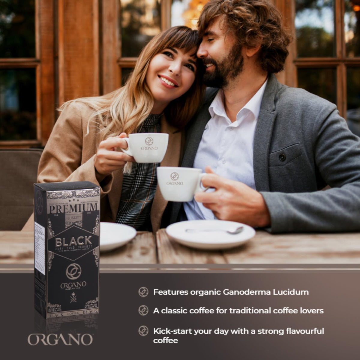 ORGANO Gourmet Black Coffee with Ganoderma Lucidum – 3 Boxes (90 Sachets) | Rich Dark Roast