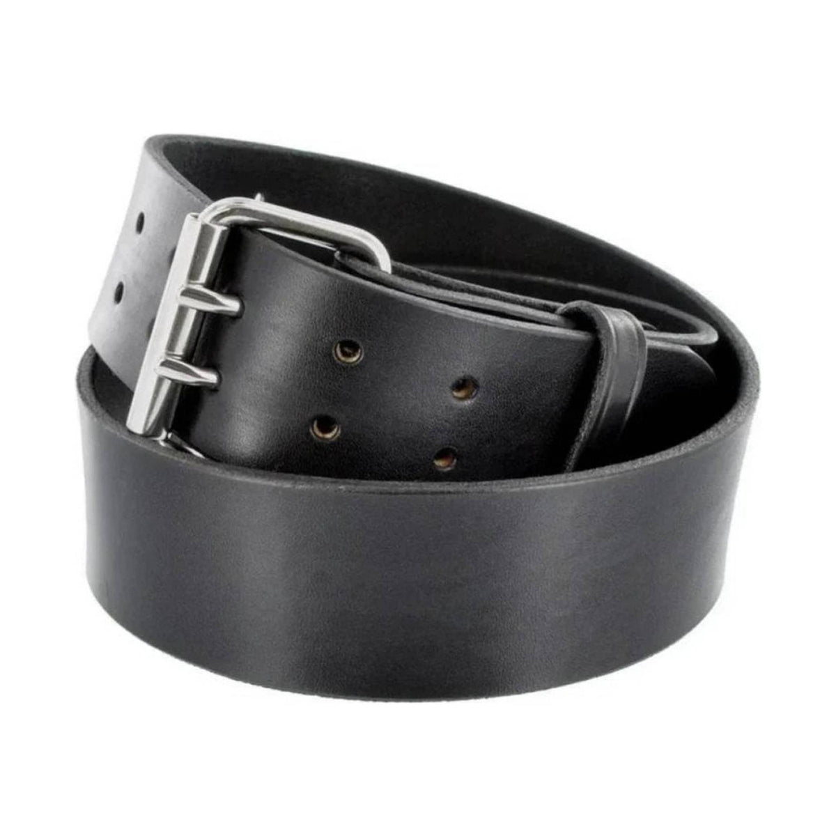 P&B Amish Men's Double Prong Leather Belt - Black