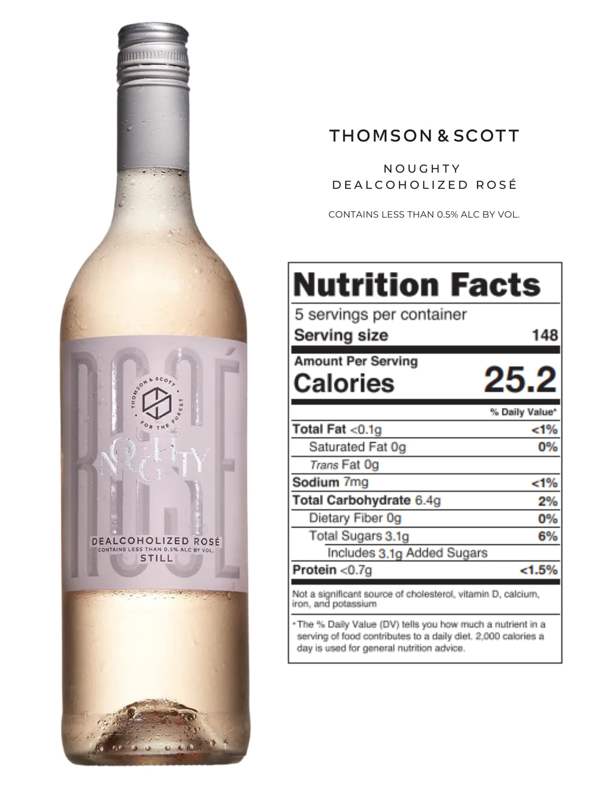 Thomson & Scott Noughty Provence Style Rosé – Non-Alcoholic Rosé (<0.5% ABV), 750ml, 2-Pack