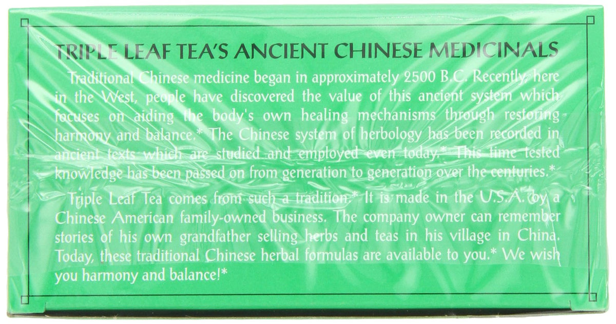 Triple Leaf Tea Ultra Slim — Caffeine-Free Herbal Support (Pack of 6, 20 Tea Bags Each)