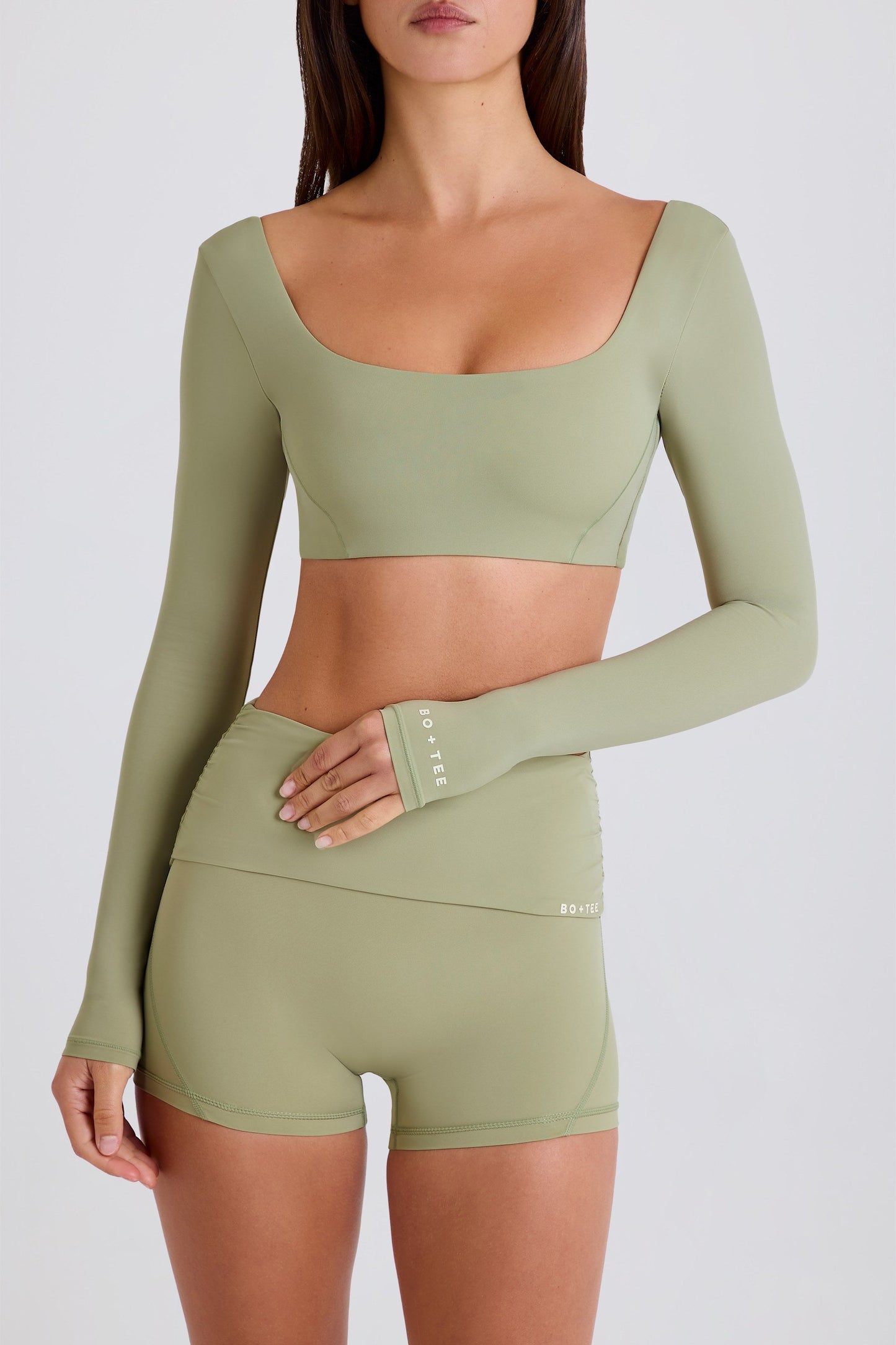 Long-Sleeve Crop Top in Matcha