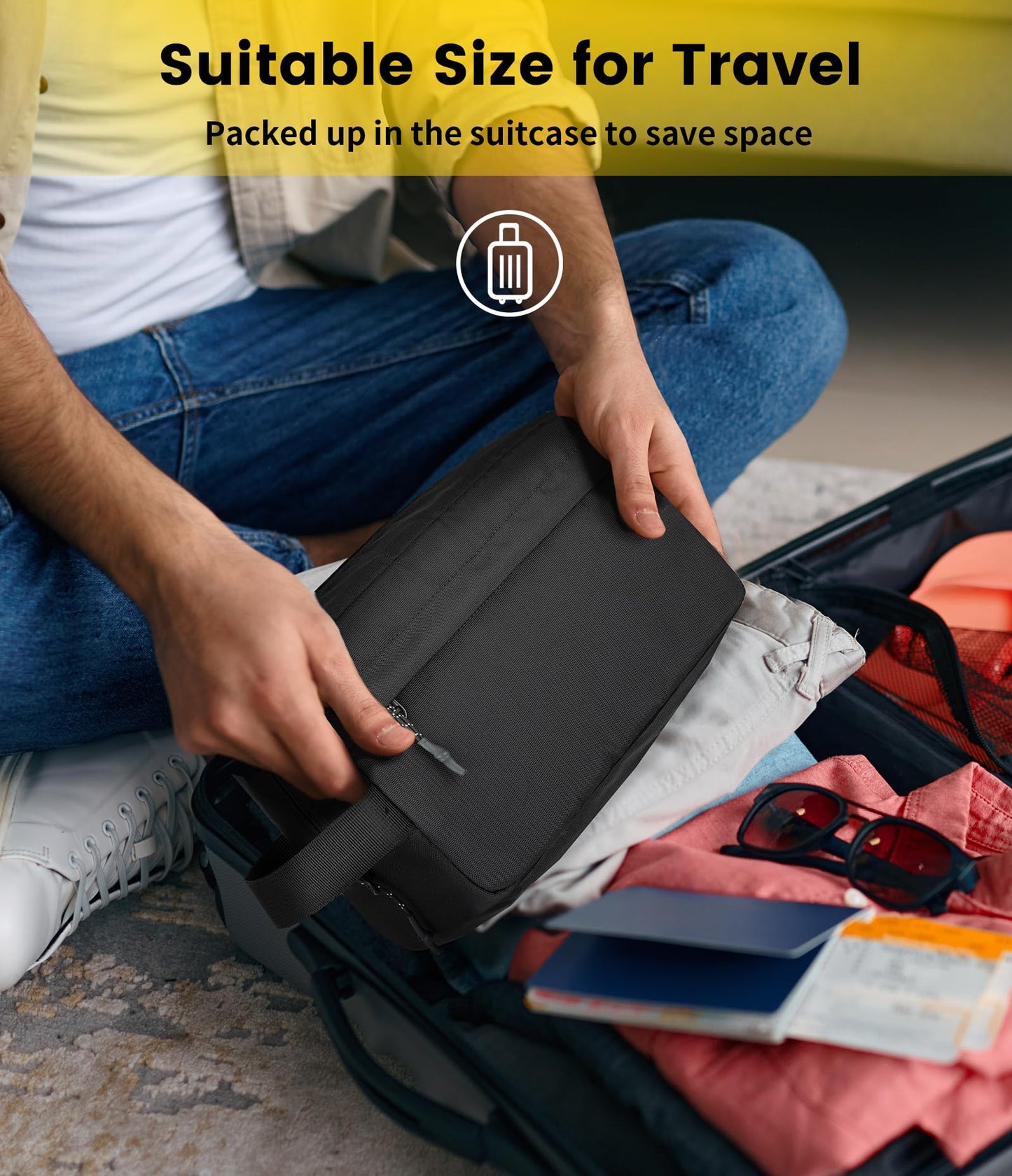 Vorspack Water Resistant Travel Toiletry Bag for Men Women - Medium & Black