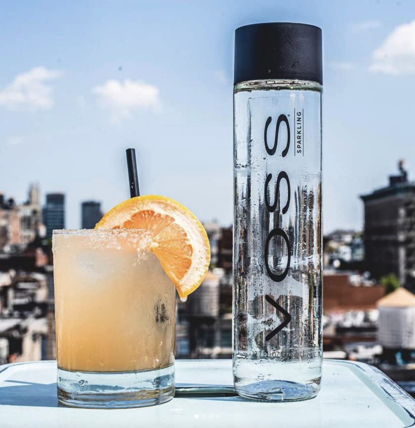 VOSS Sparkling Water from Norway — Naturally Pure, Crisp Taste (375 ml Glass, Pack of 9)