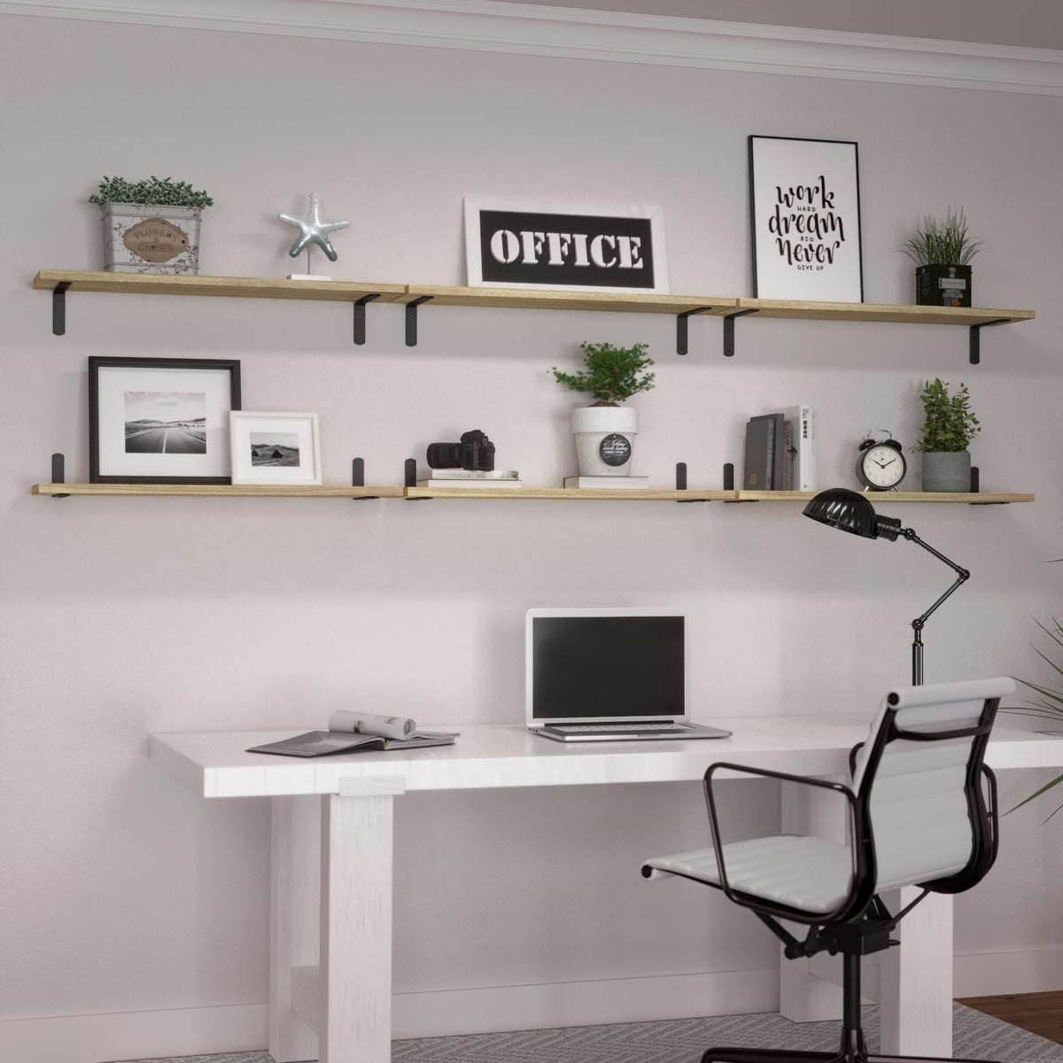 WOPITUES 24'' Long Floating Shelves for Wall Decor & Storage, Rustic Brown