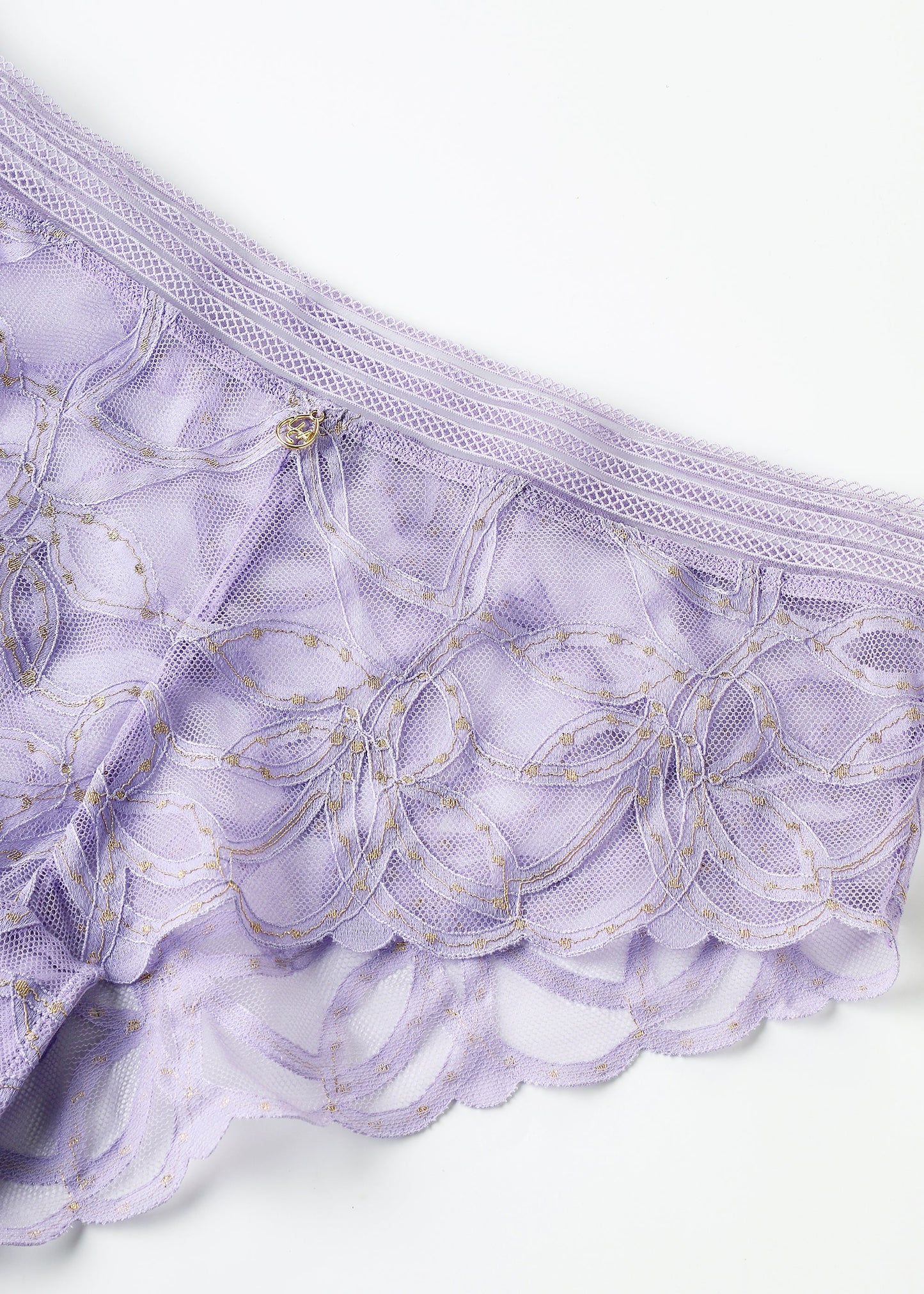 XIMENA Purple Lace Gold Thread High Waist Briefs