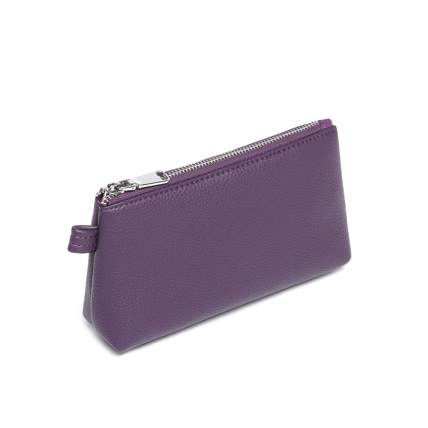 YONBEN Small Makeup Bag for Purse, Leather Cosmetic (Anemone Purple)