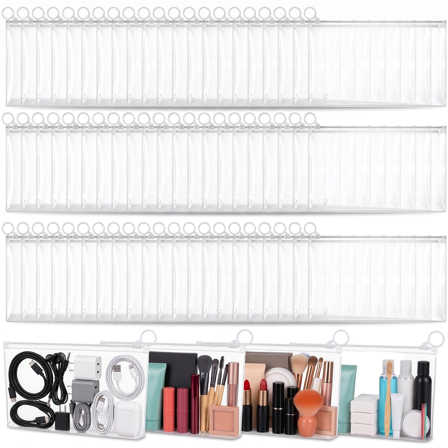 Yuanan 100 PCS Mini Clear Makeup Bag, 9.8"×7.1" Pvc Clear Zipper Pouch Bulk