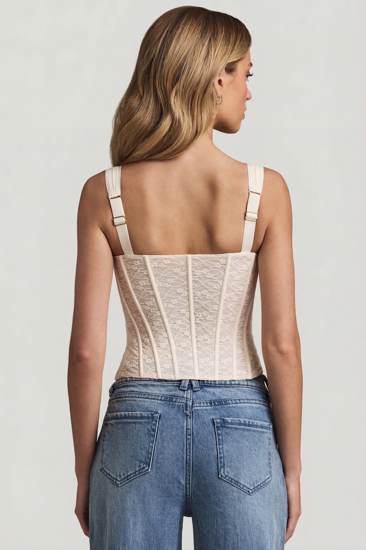 Underwired Lace Corset Top in Ivory