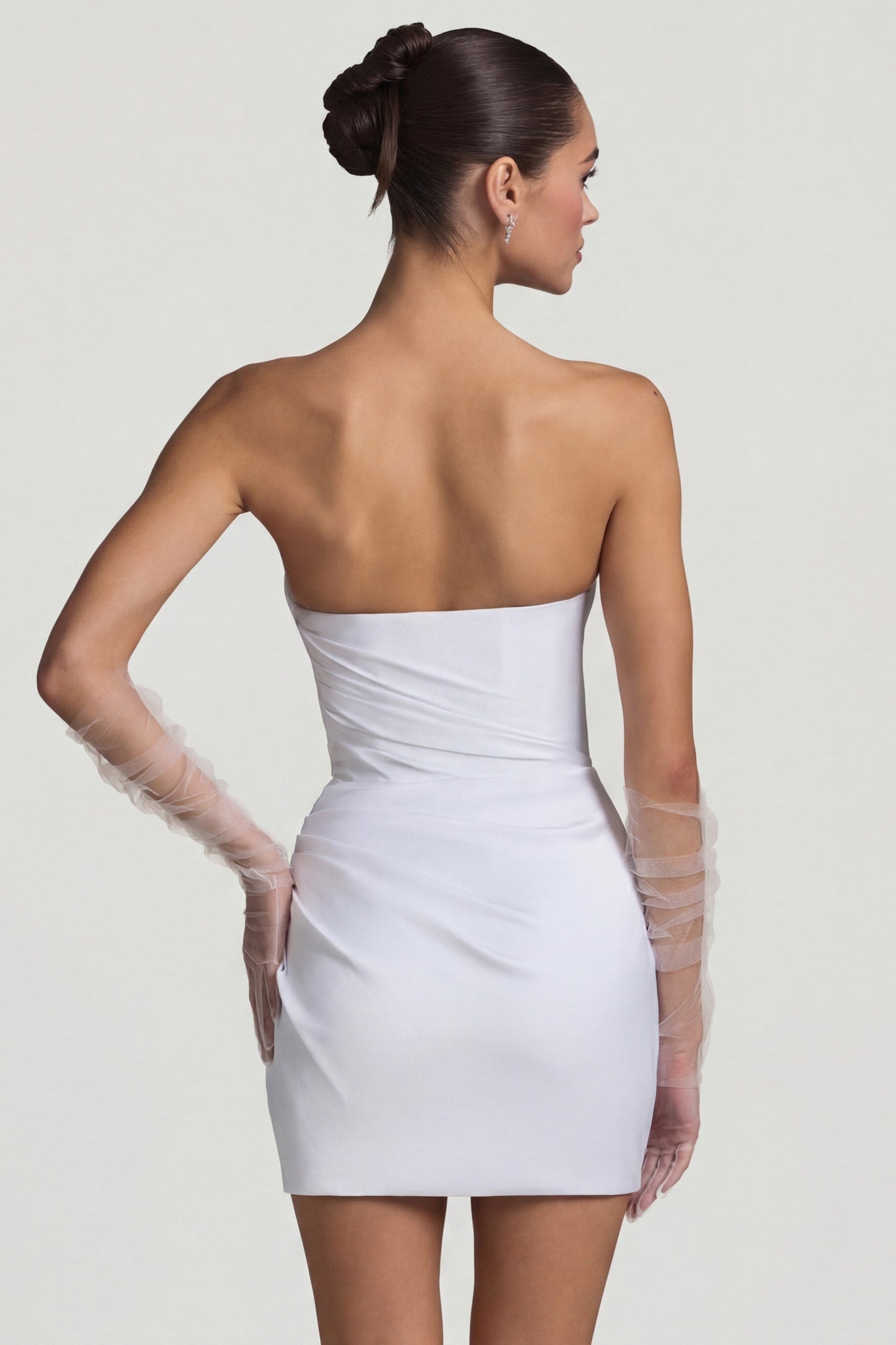 Ruched Corset Mini Dress in White