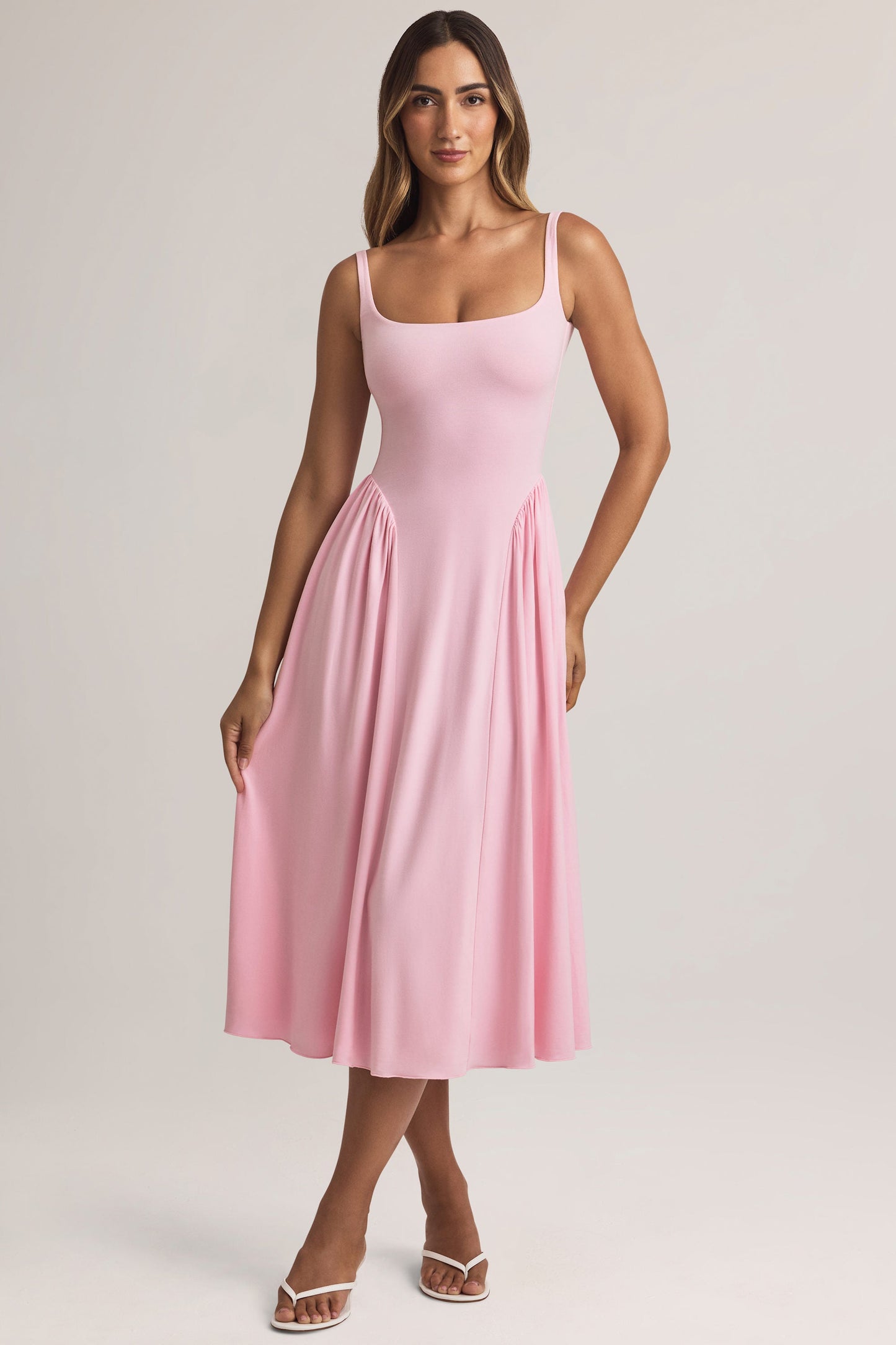 Modal A-Line Midaxi Dress in Pastel Pink