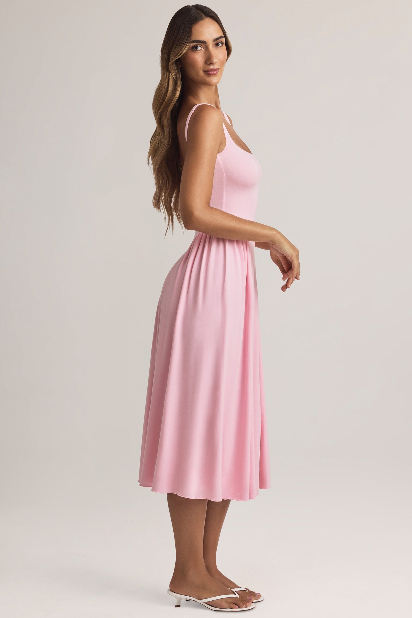 Modal A-Line Midaxi Dress in Pastel Pink