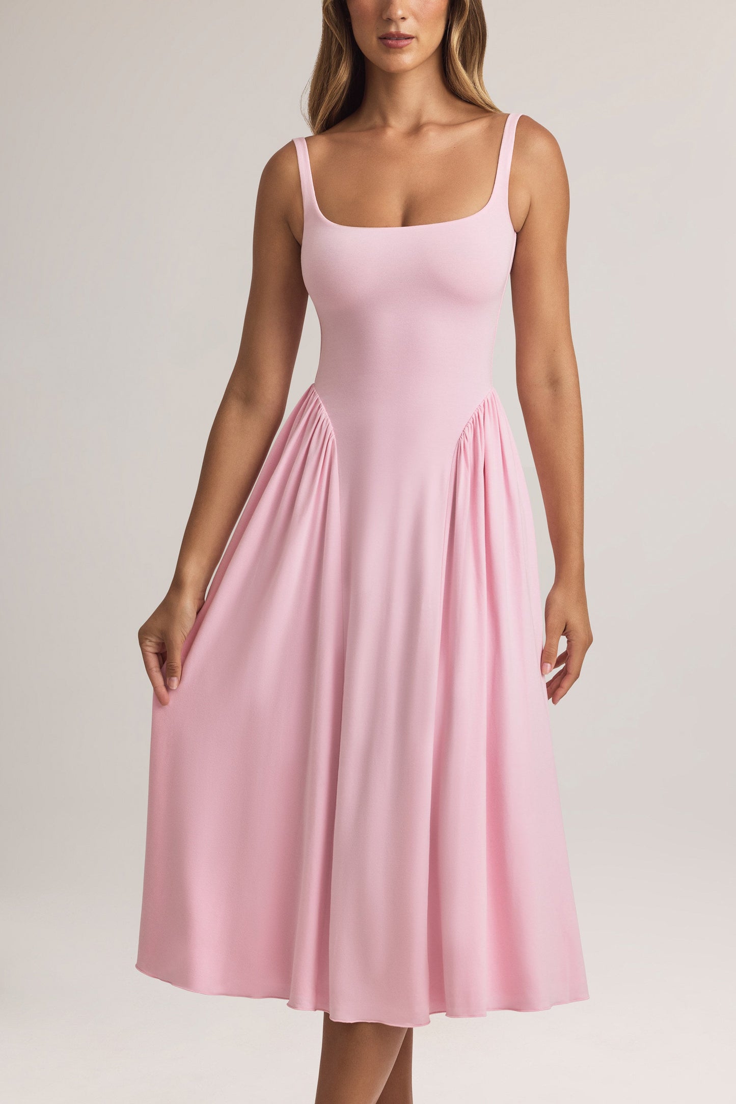 Modal A-Line Midaxi Dress in Pastel Pink