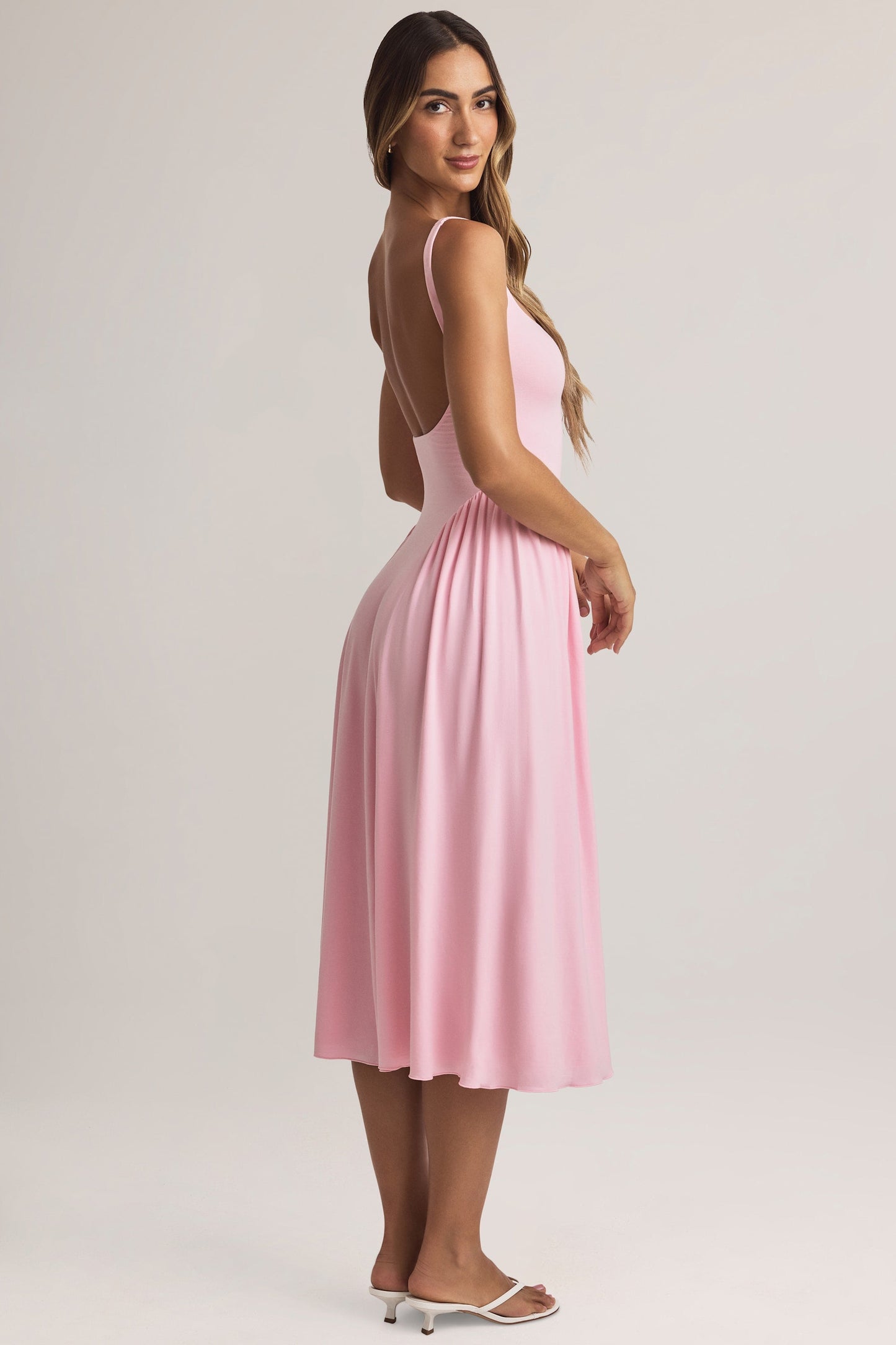 Modal A-Line Midaxi Dress in Pastel Pink
