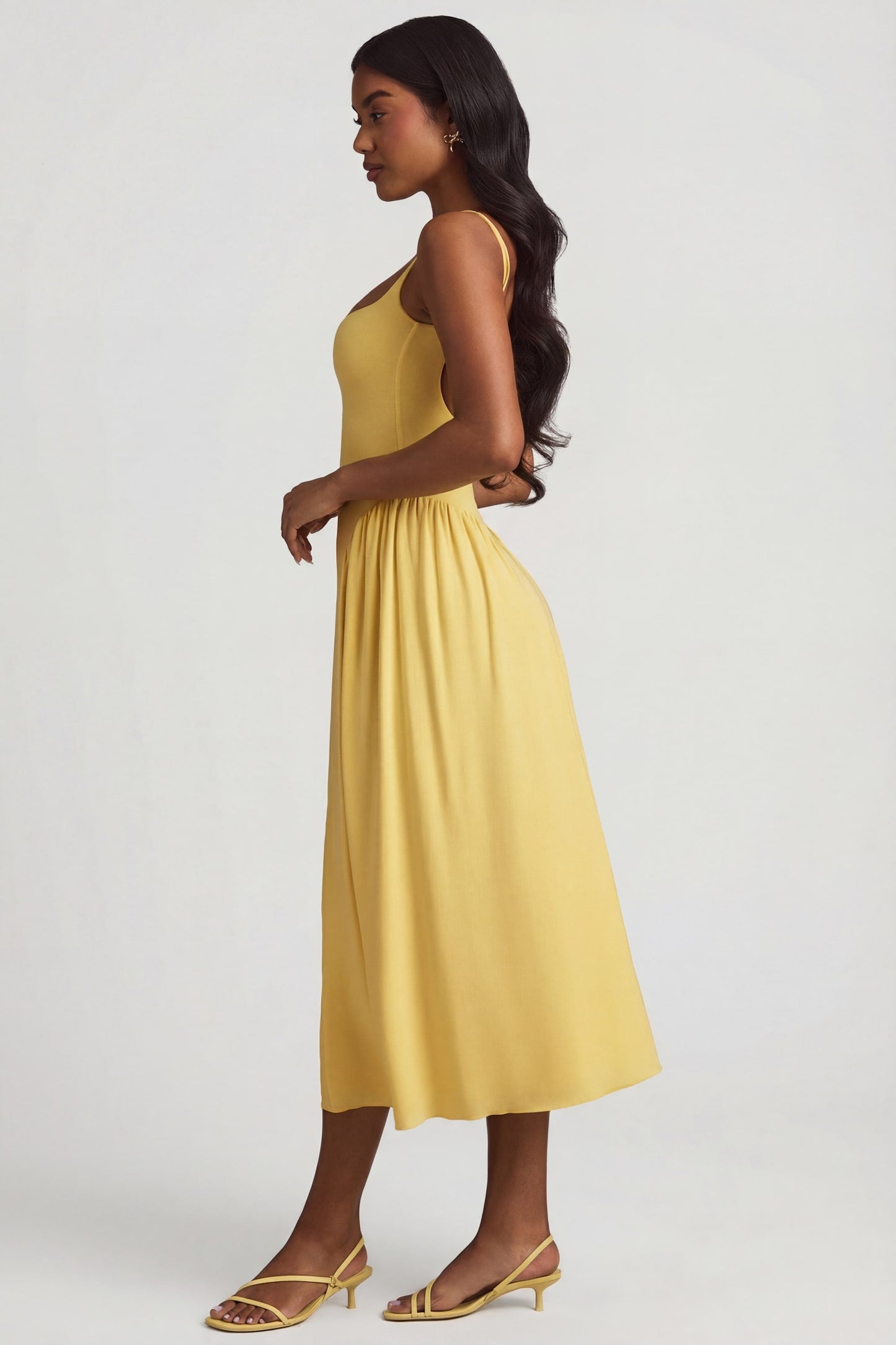 Modal A-Line Midaxi Dress in Pastel Yellow