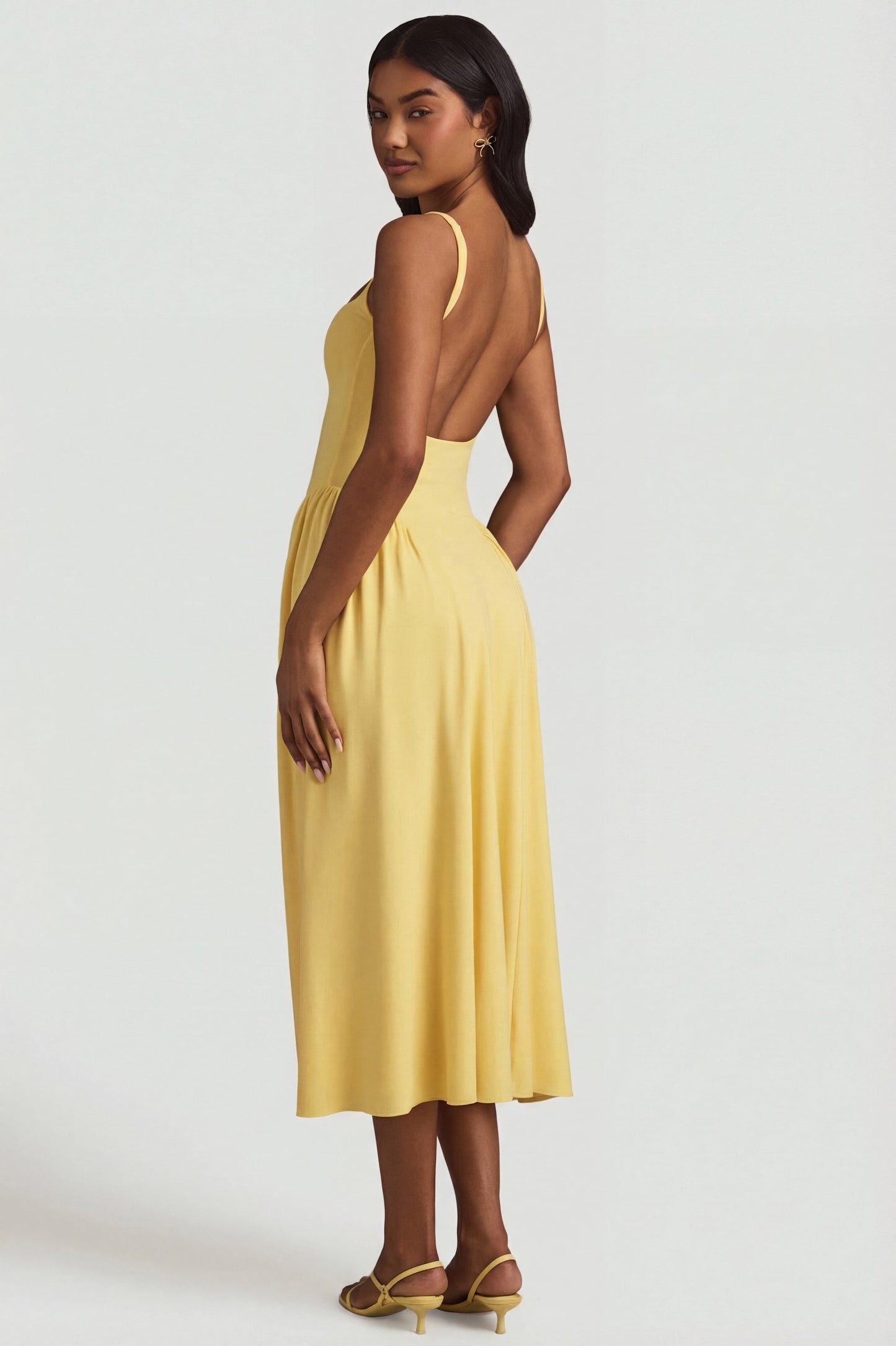 Modal A-Line Midaxi Dress in Pastel Yellow