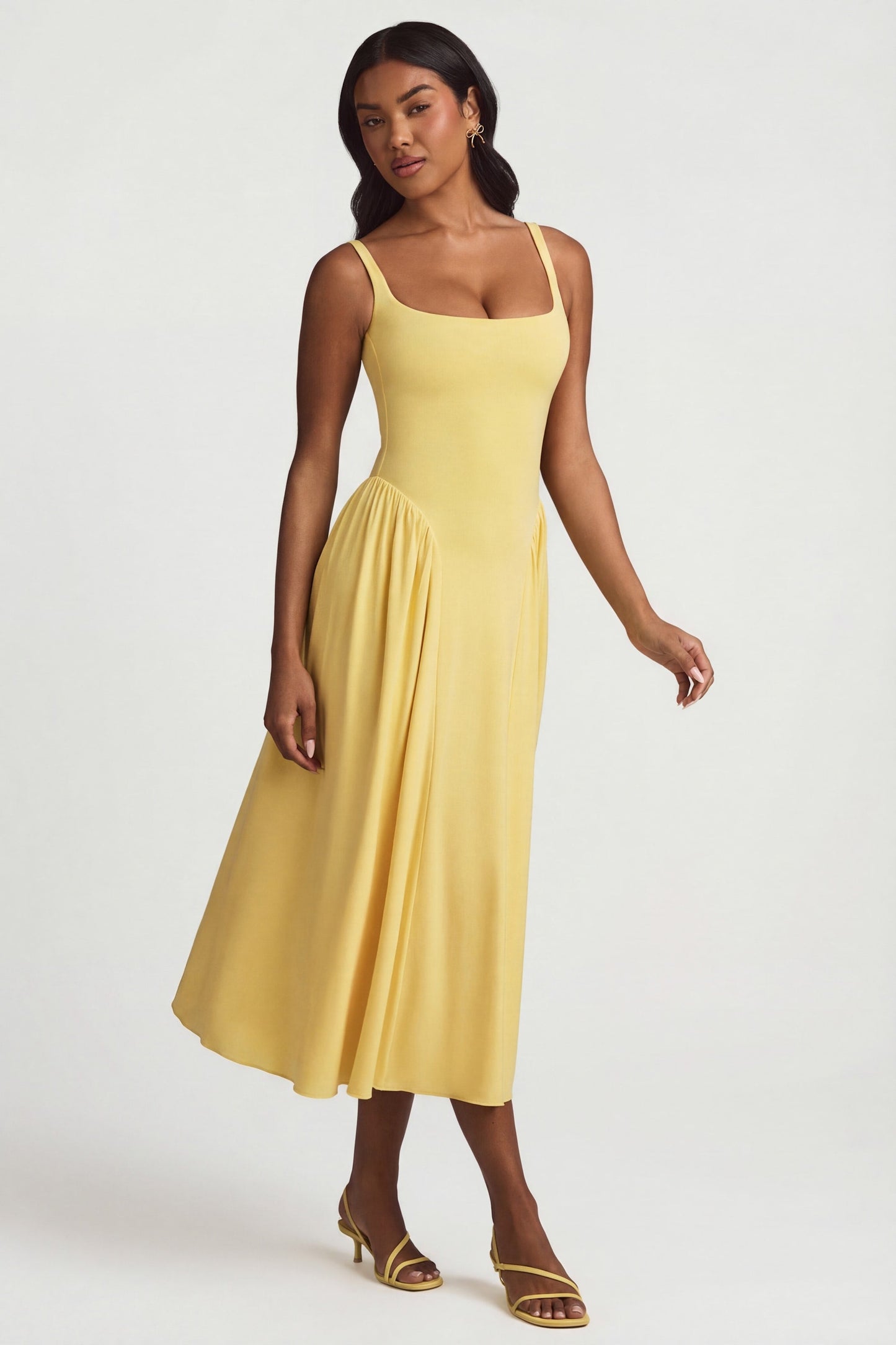 Modal A-Line Midaxi Dress in Pastel Yellow