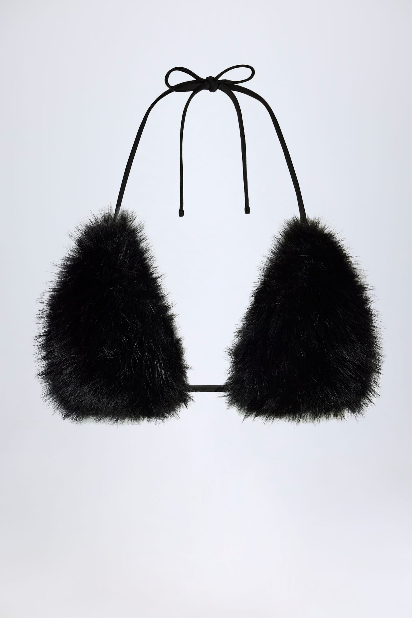 Faux Fur Triangle Bralette in Black