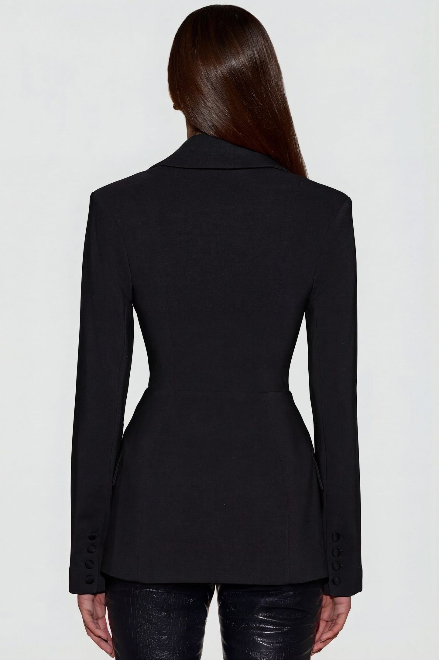 Structured Double-Breasted Blazer in Black