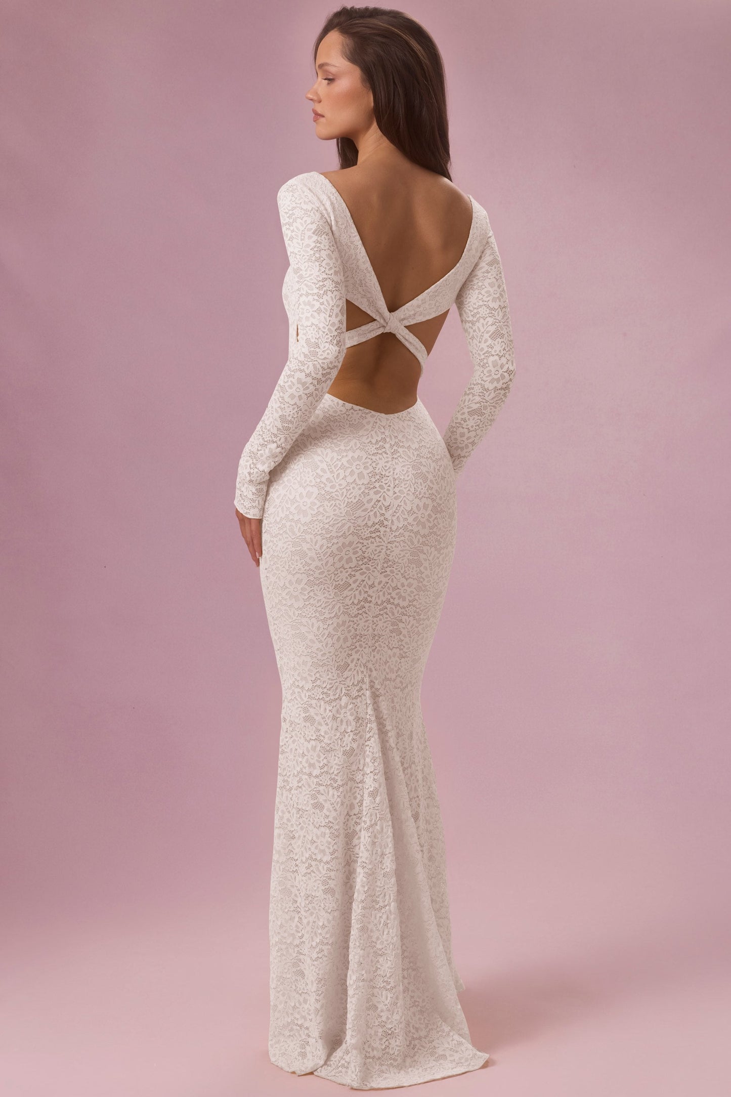 Lace Long-Sleeve Maxi Dress in Ivory