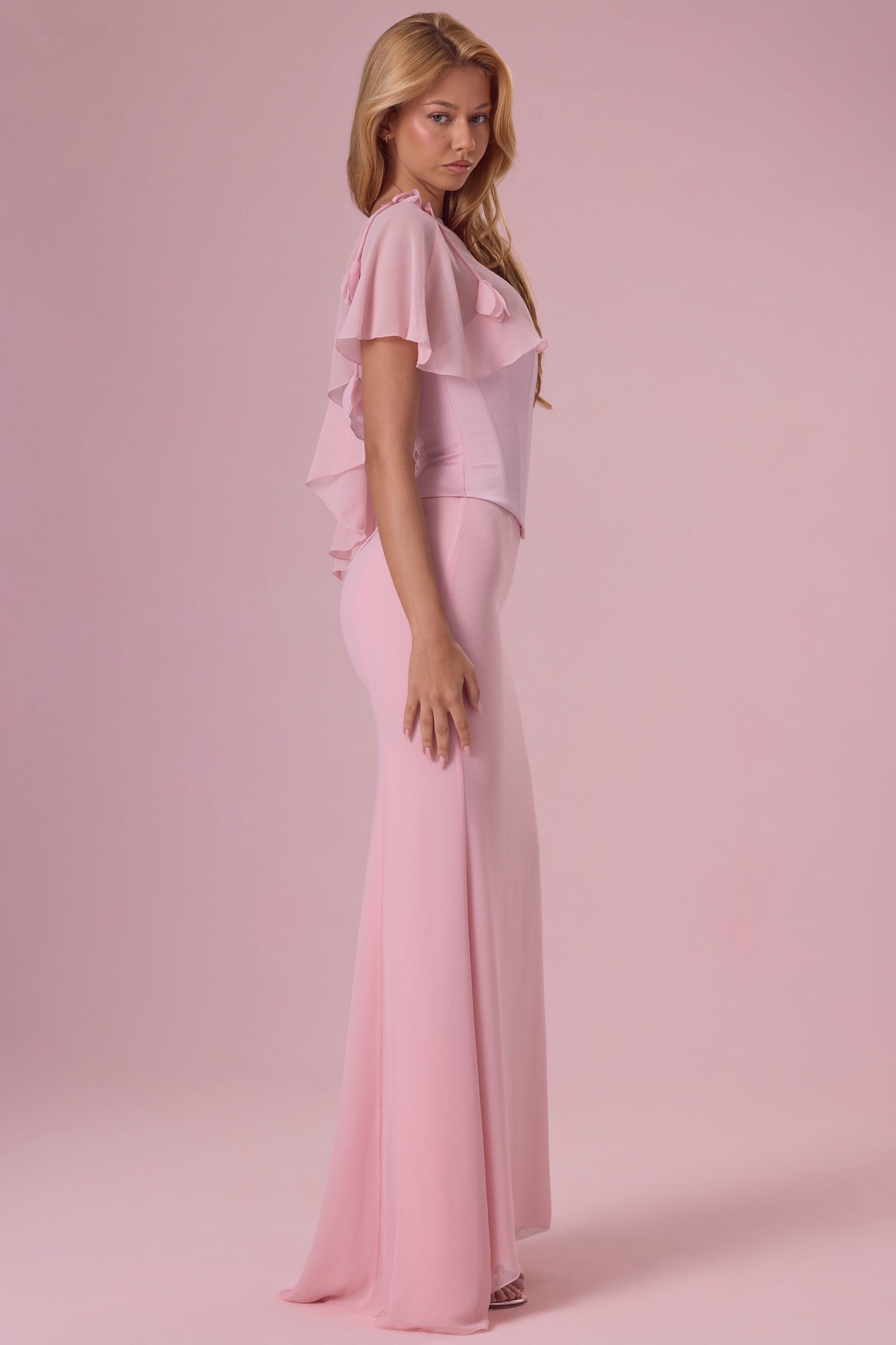 Chiffon Cape in Blush Pink