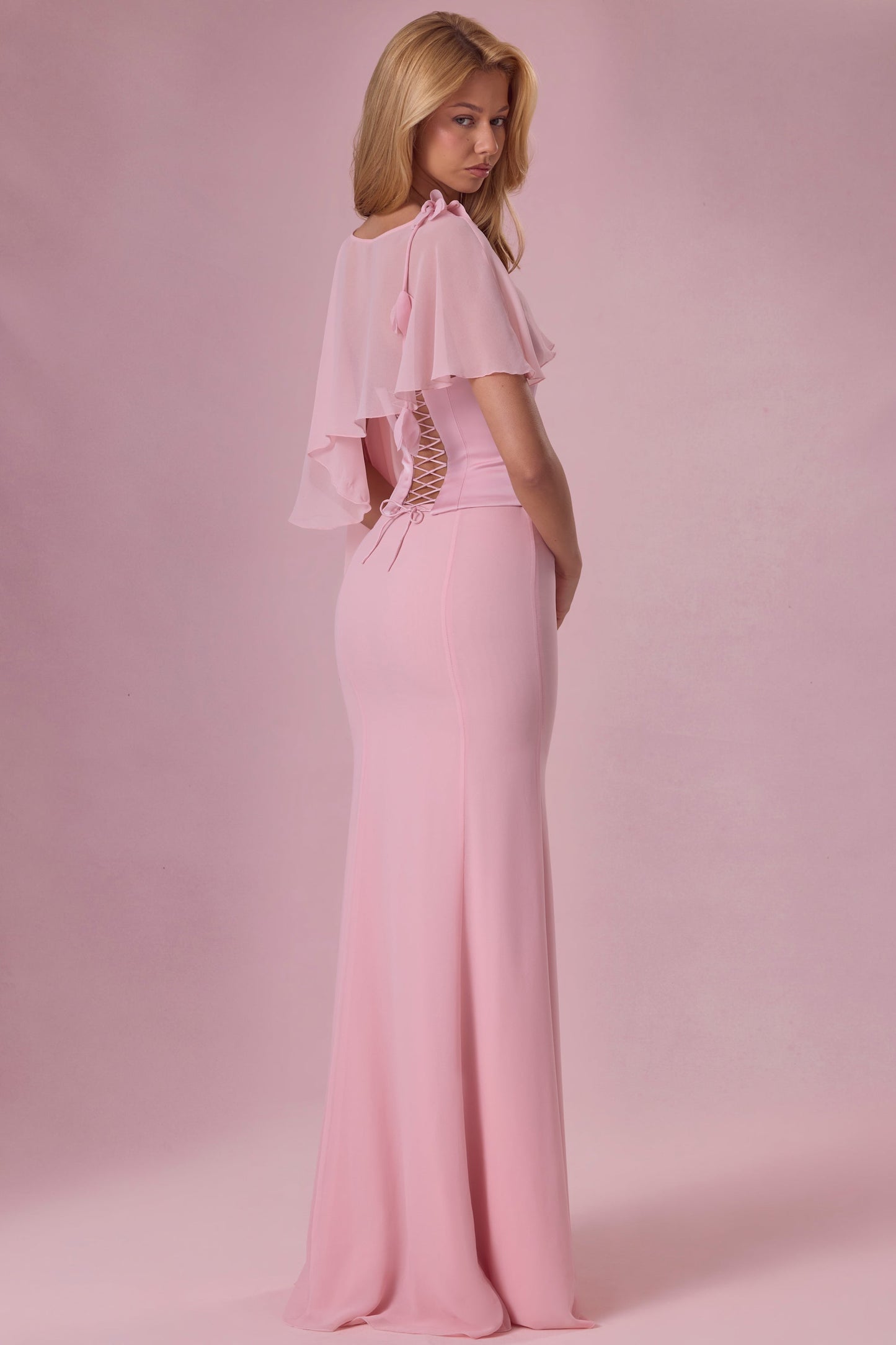 Chiffon Cape in Blush Pink