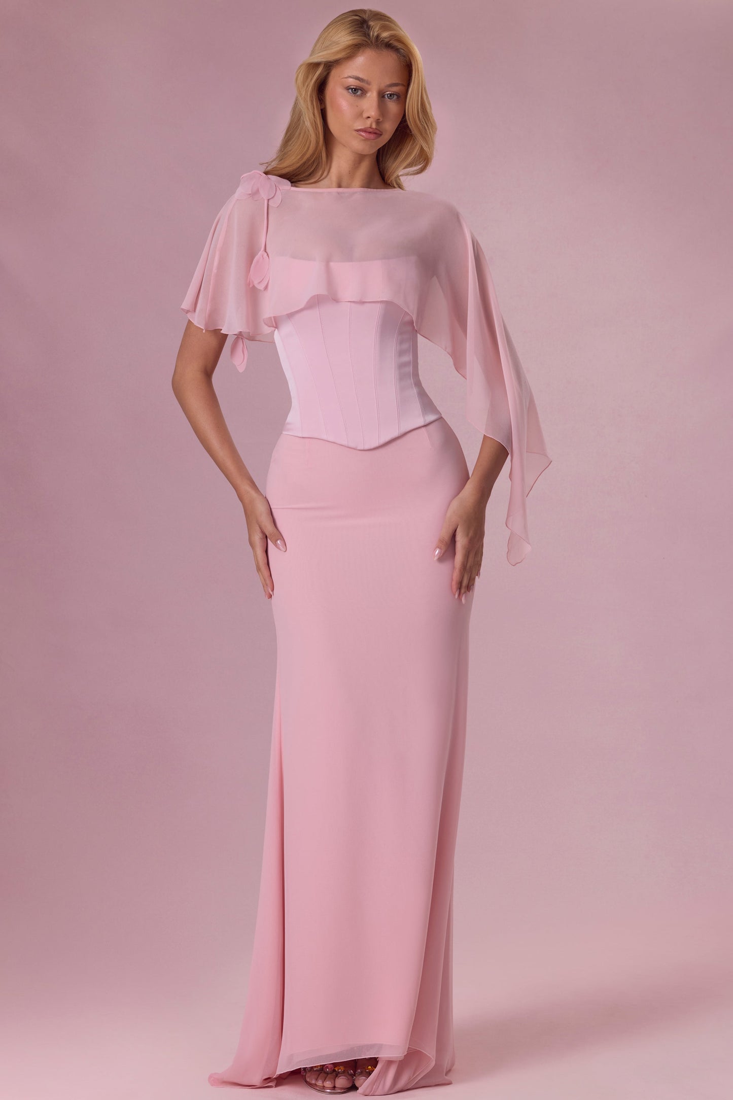 Chiffon Cape in Blush Pink