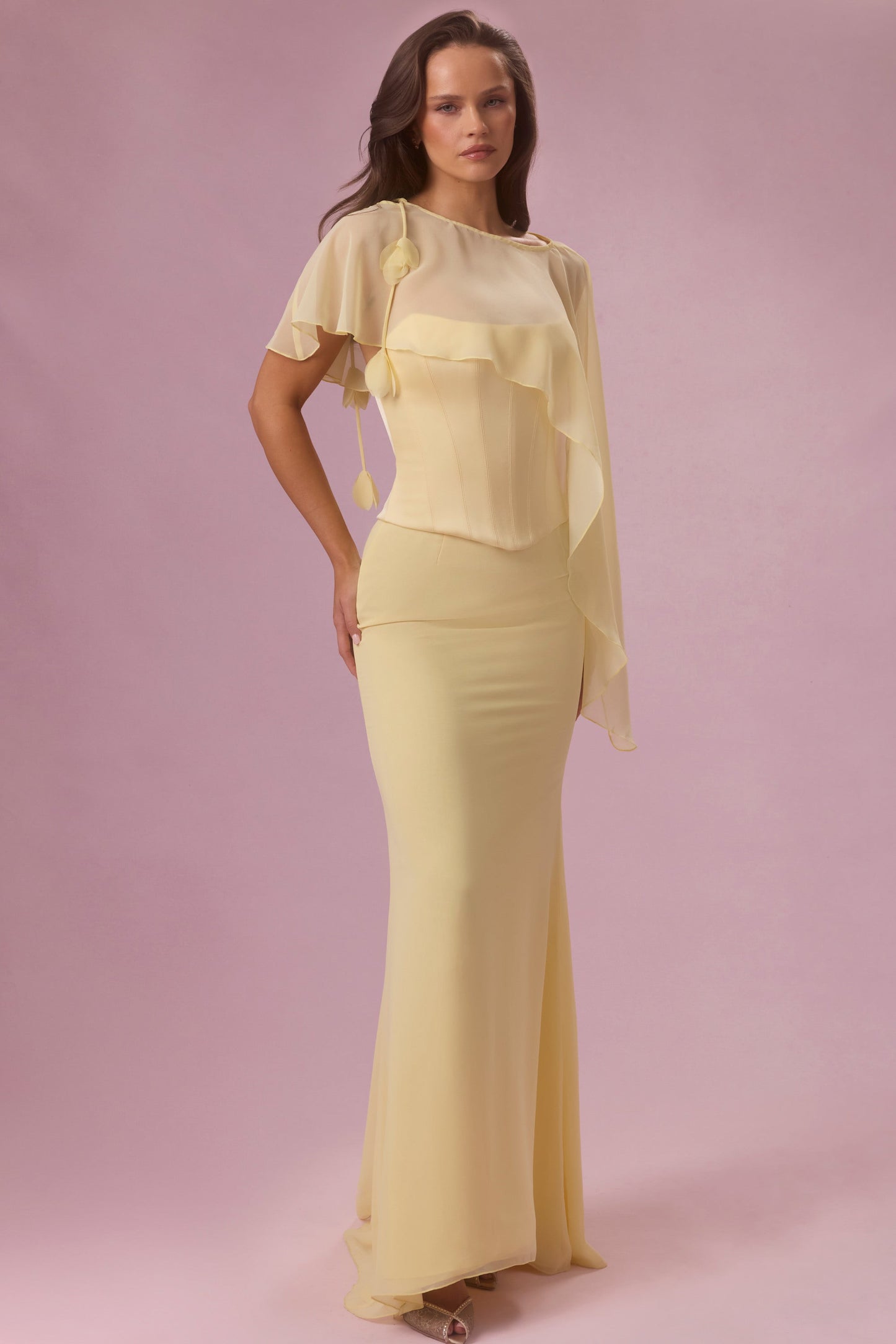 Chiffon Cape in Butter Yellow