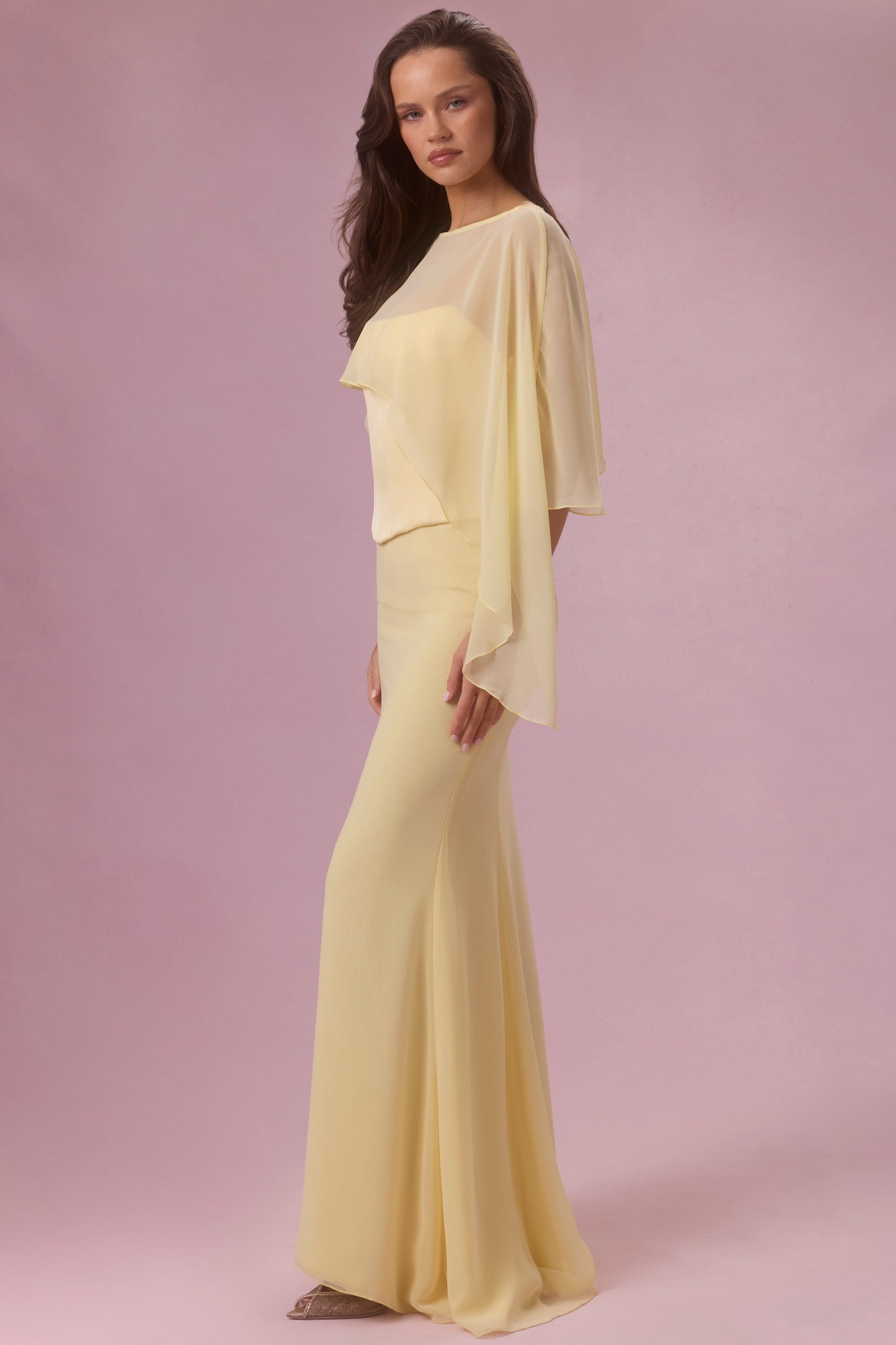 Chiffon Cape in Butter Yellow