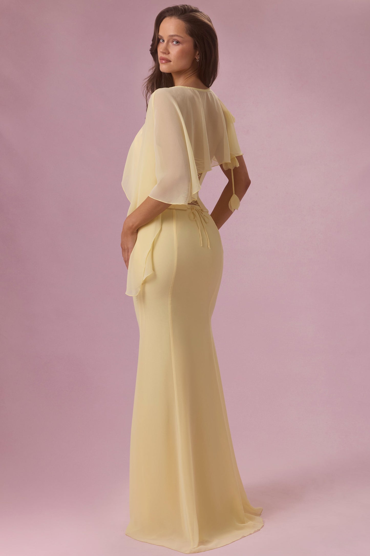 Chiffon Cape in Butter Yellow