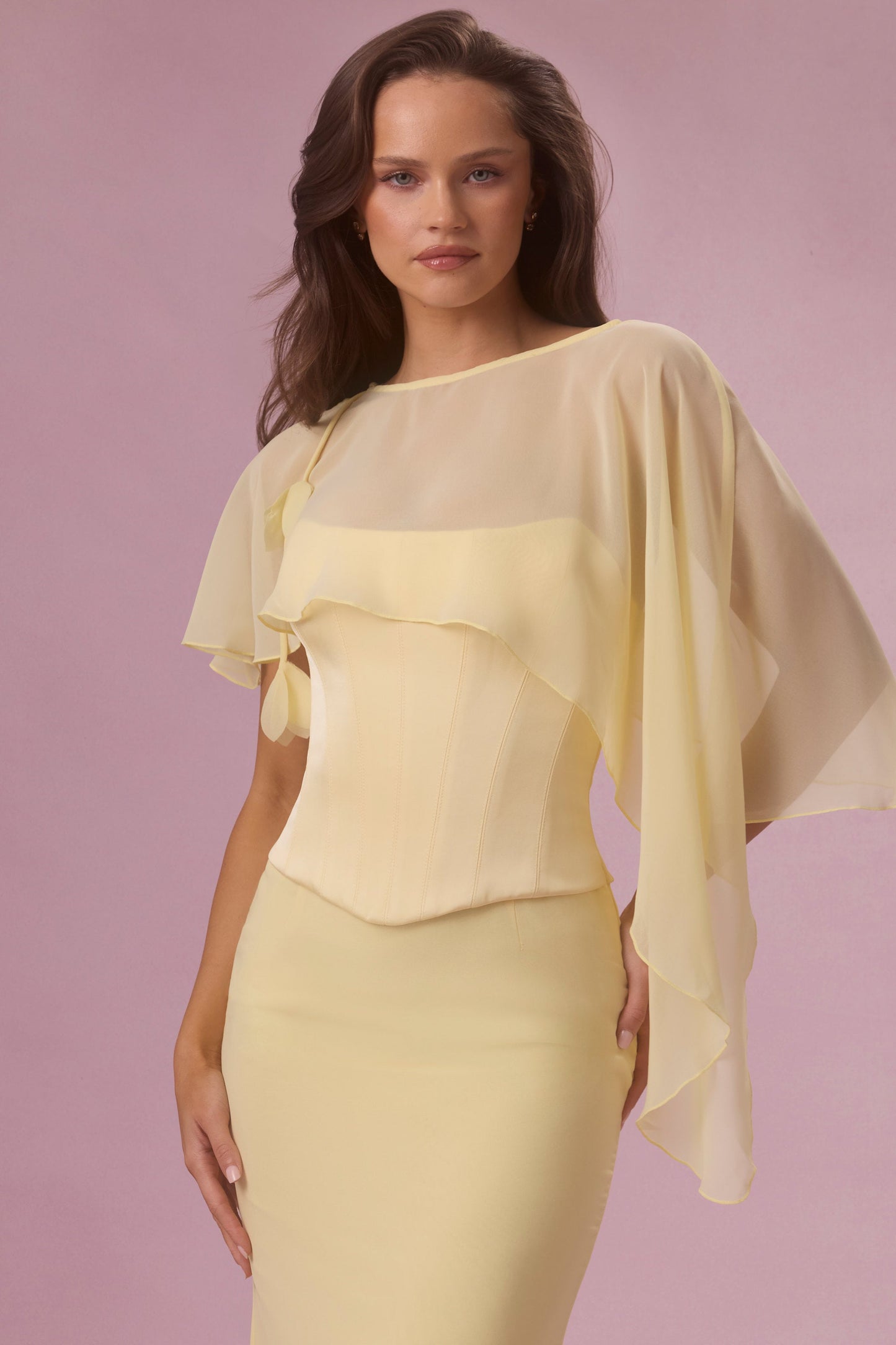 Chiffon Cape in Butter Yellow