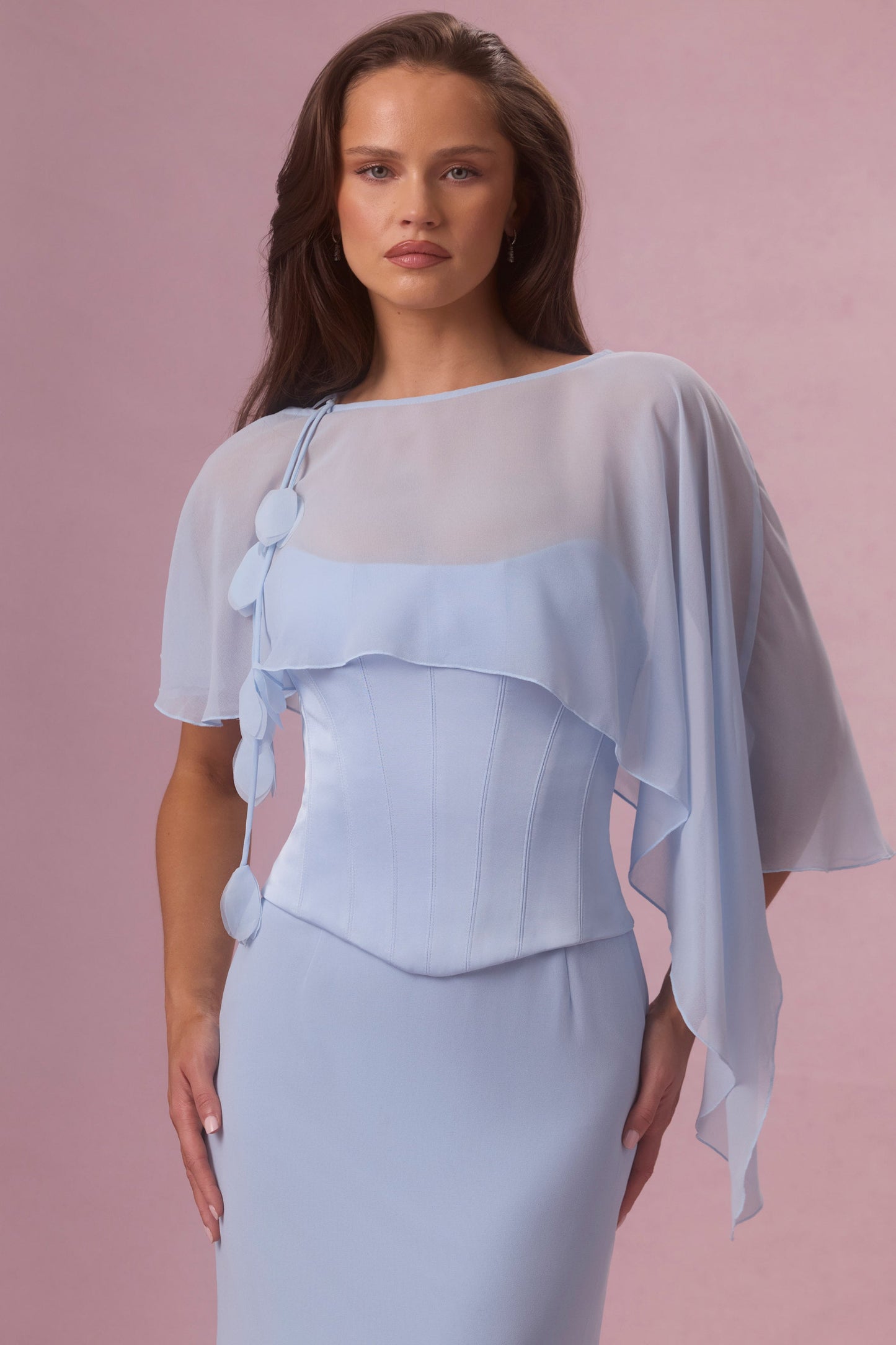 Chiffon Cape in Powder Blue