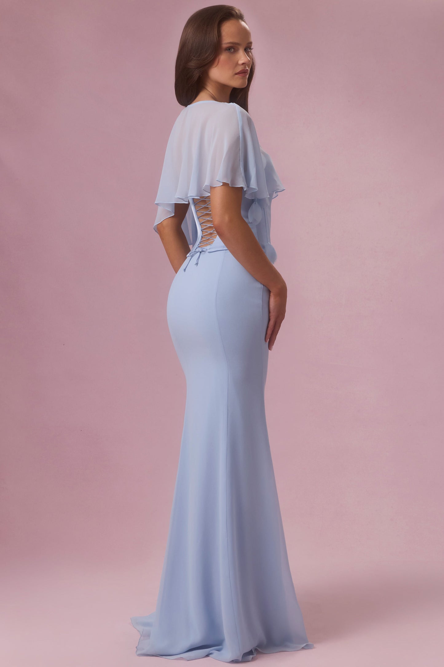 Chiffon Cape in Powder Blue