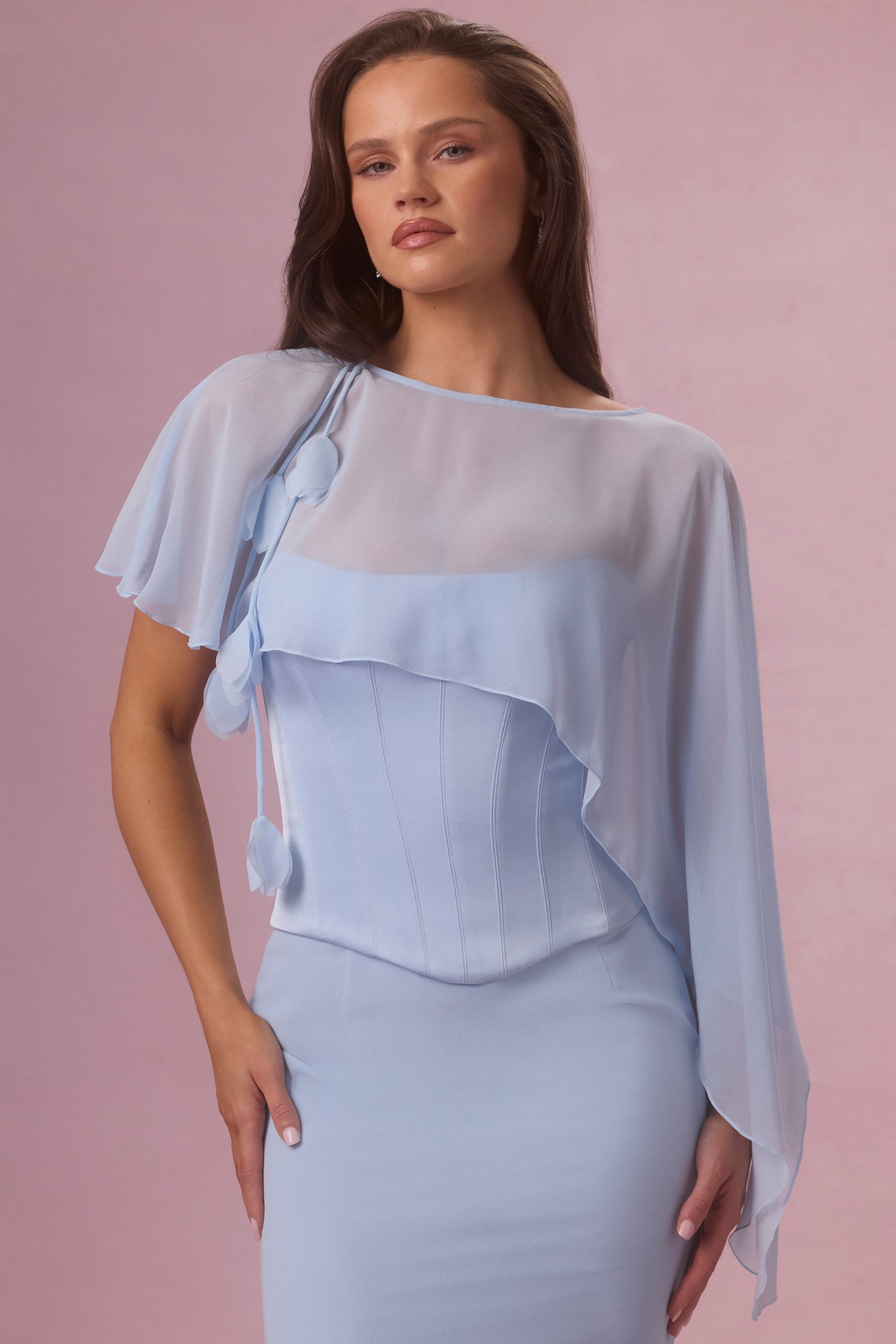 Chiffon Cape in Powder Blue