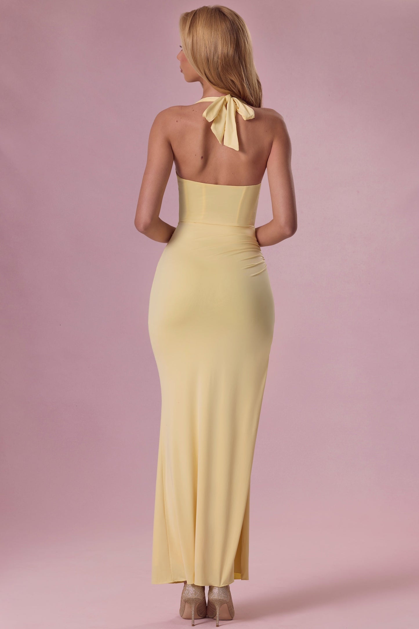 Jersey Corset Bridesmaid Dress in Butter Yellow