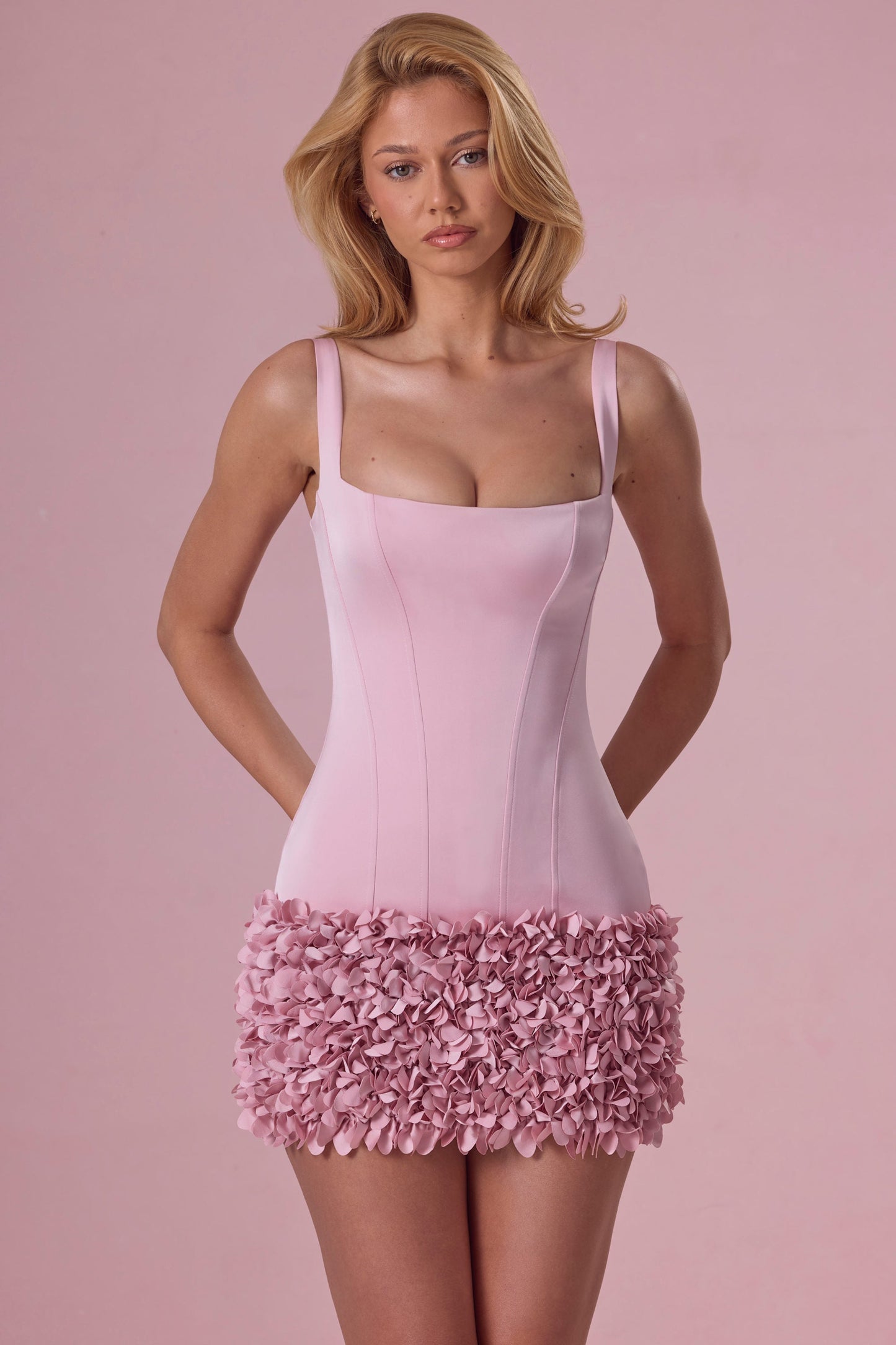 Satin Mini Dress in Blush Pink