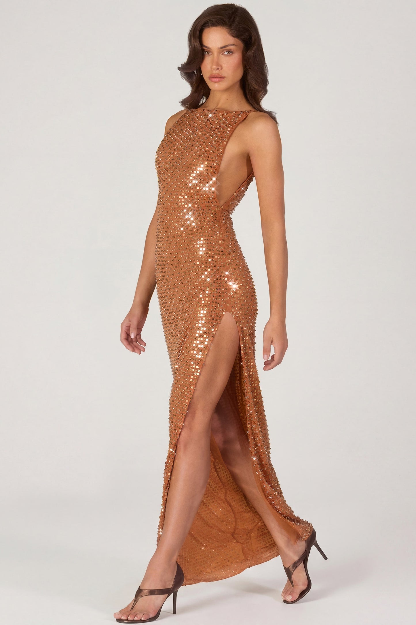Embellished Maxi Dress in Bronze