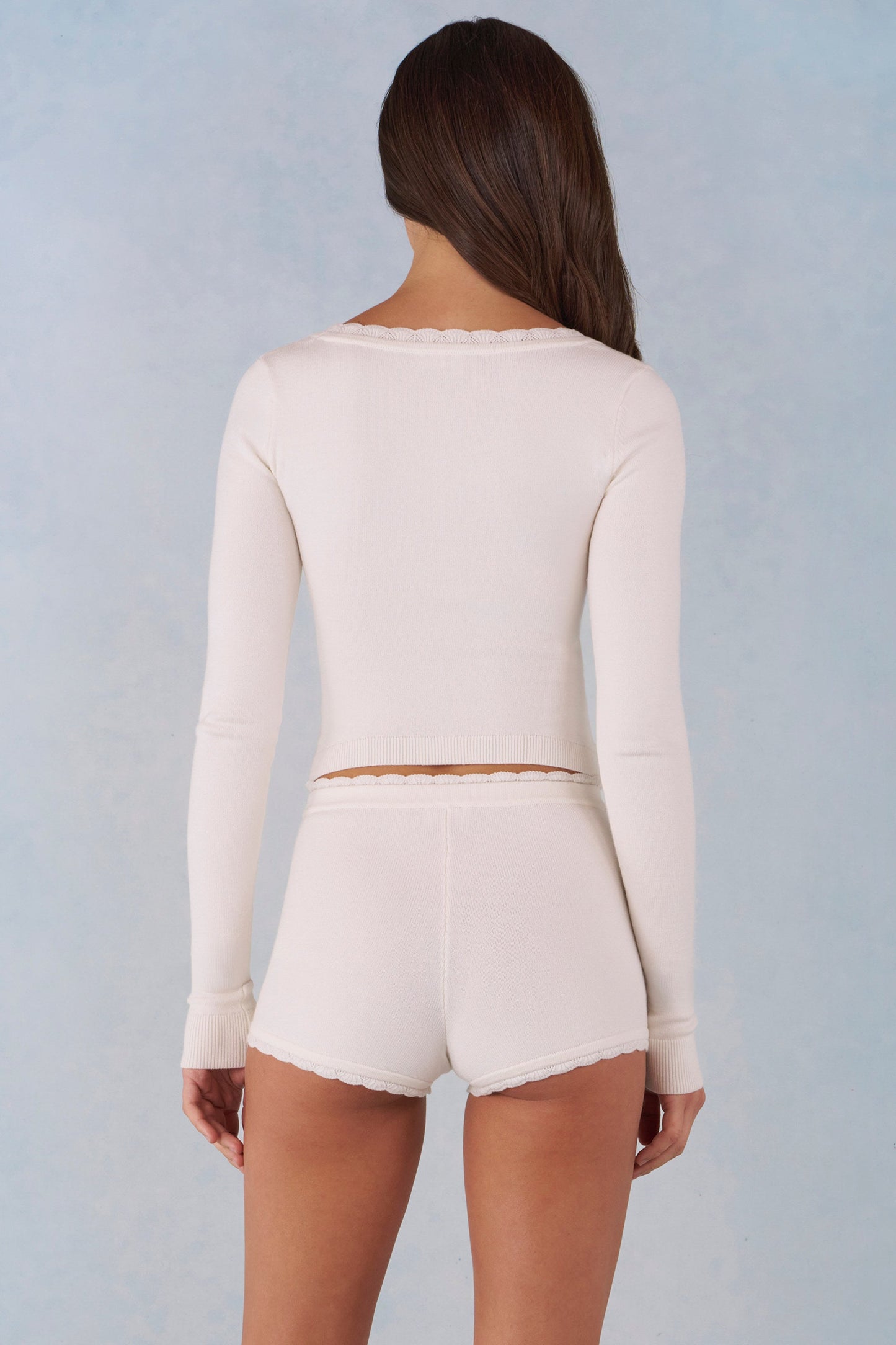 Knit Long-Sleeve Cardigan in Ivory