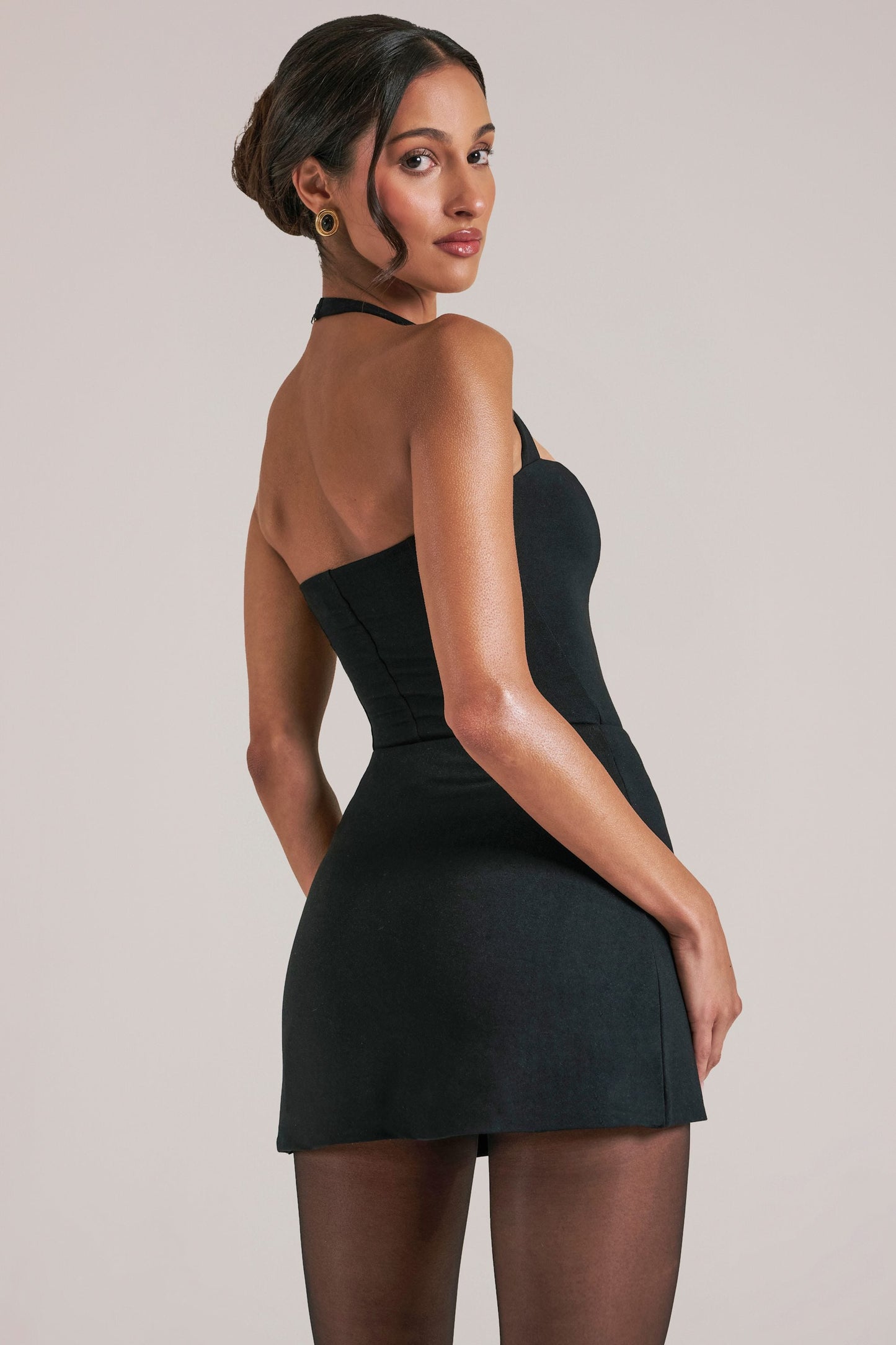 Longline Halterneck Top  in Black