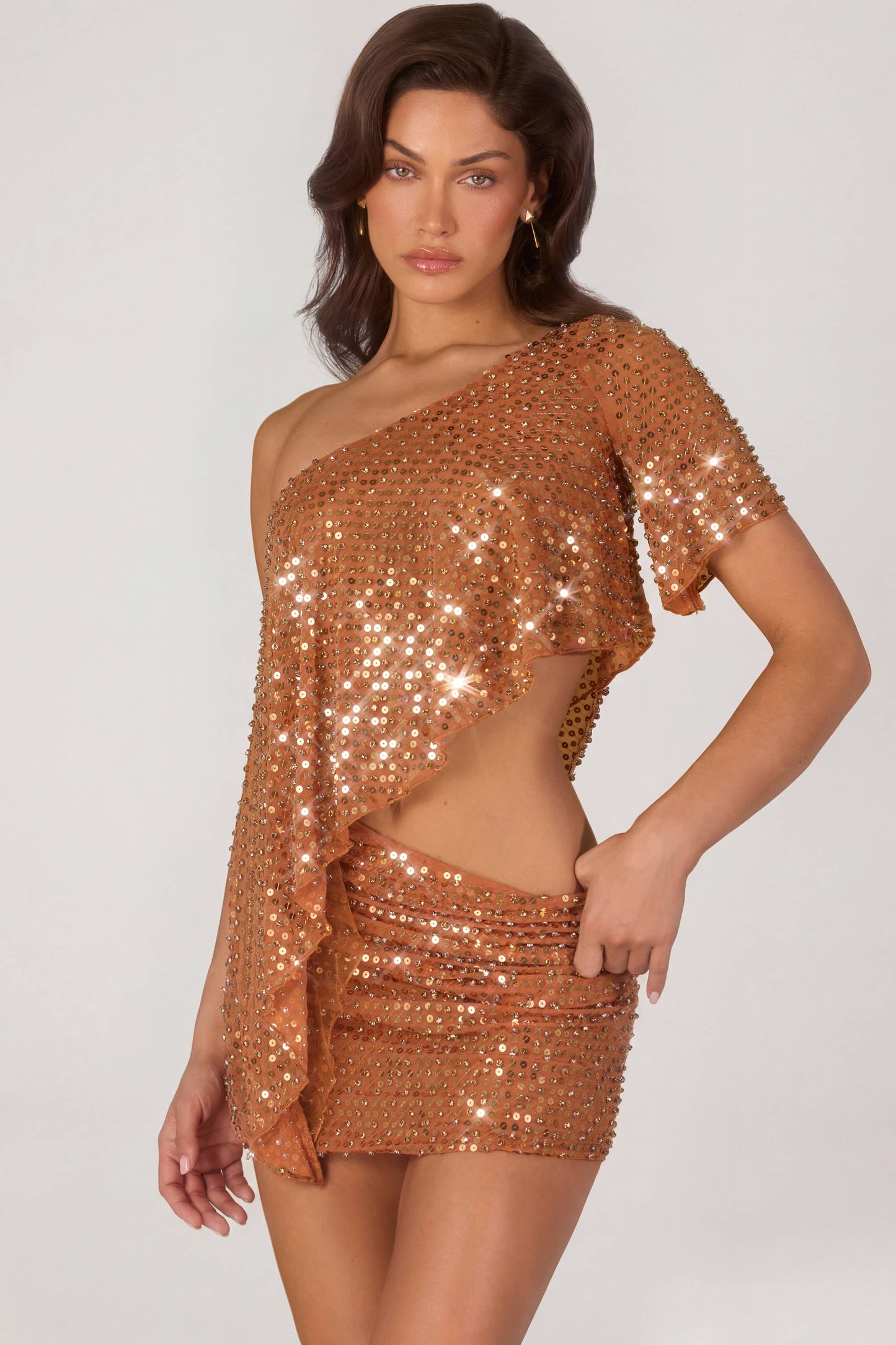 Embellished Micro Mini Skirt in Bronze