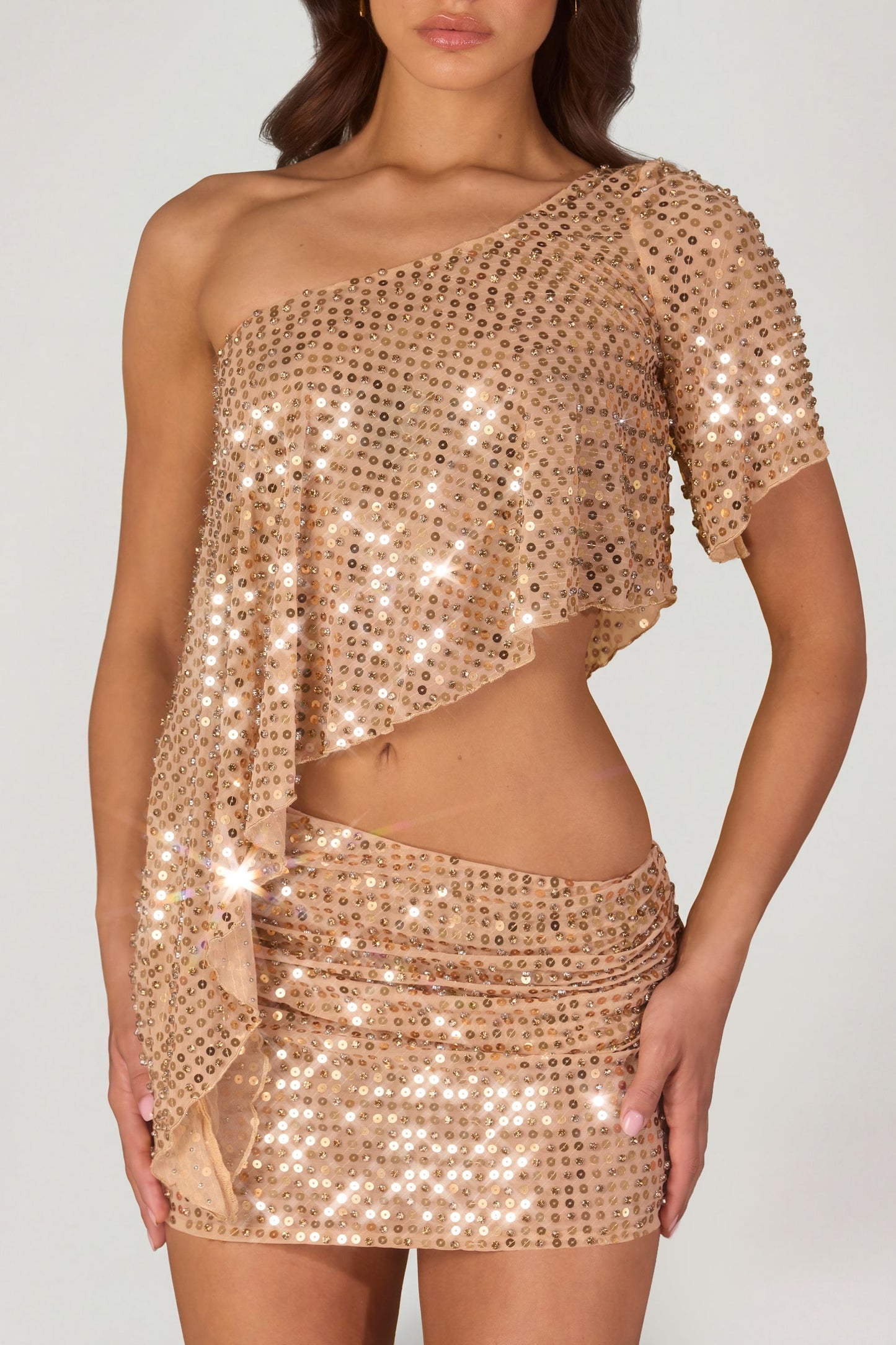 Embellished Micro Mini Skirt in Gold