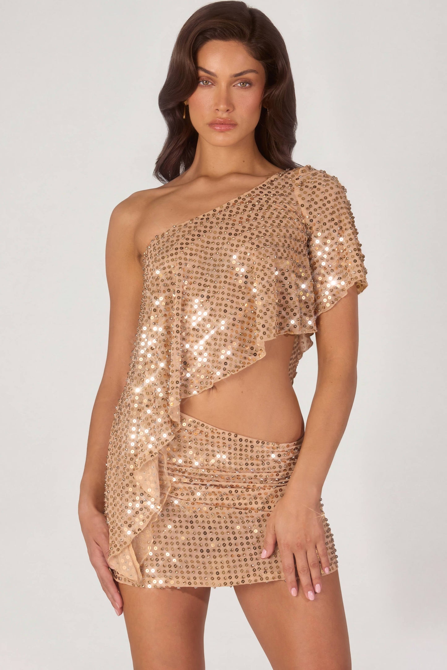 Embellished Micro Mini Skirt in Gold