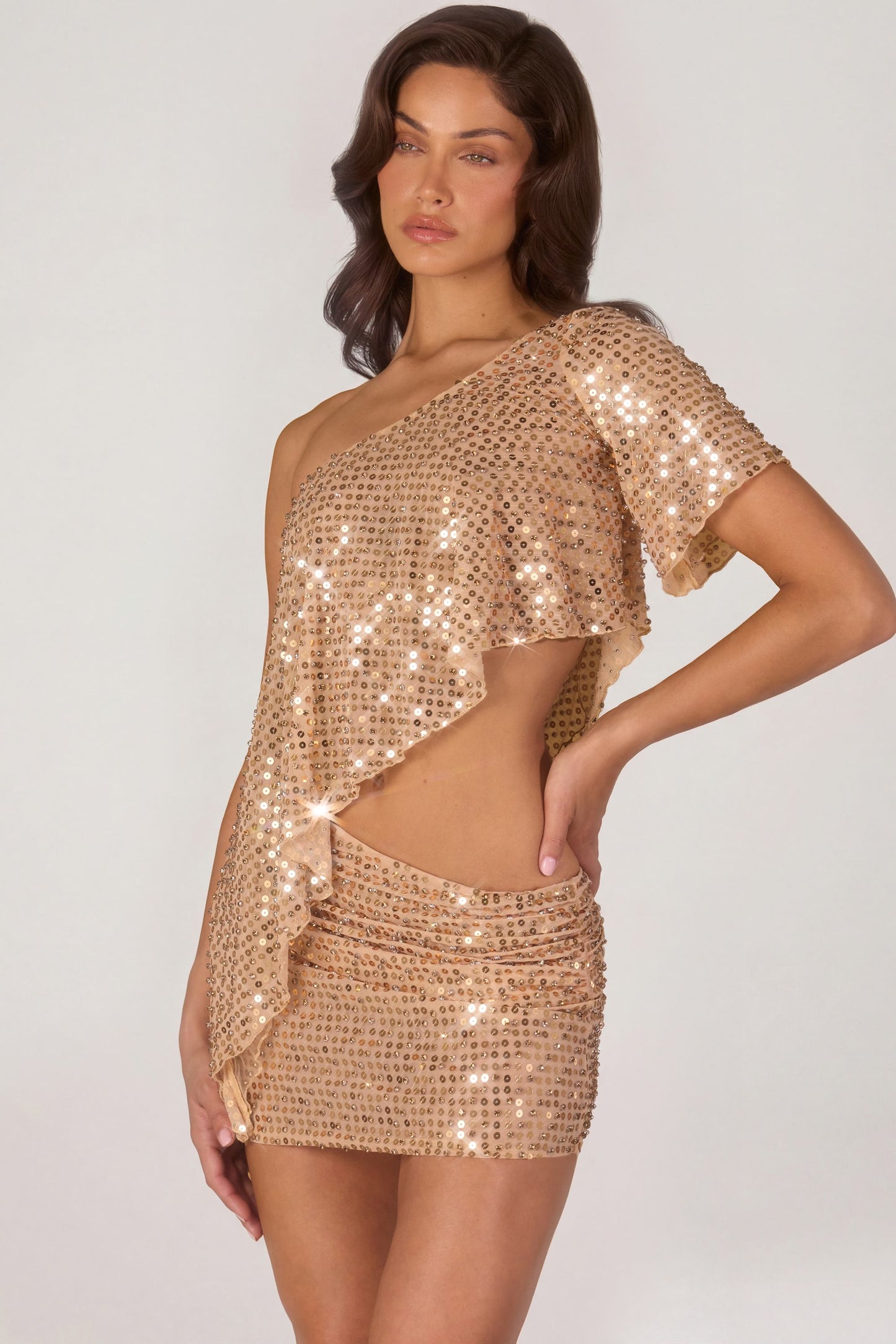 Embellished Micro Mini Skirt in Gold