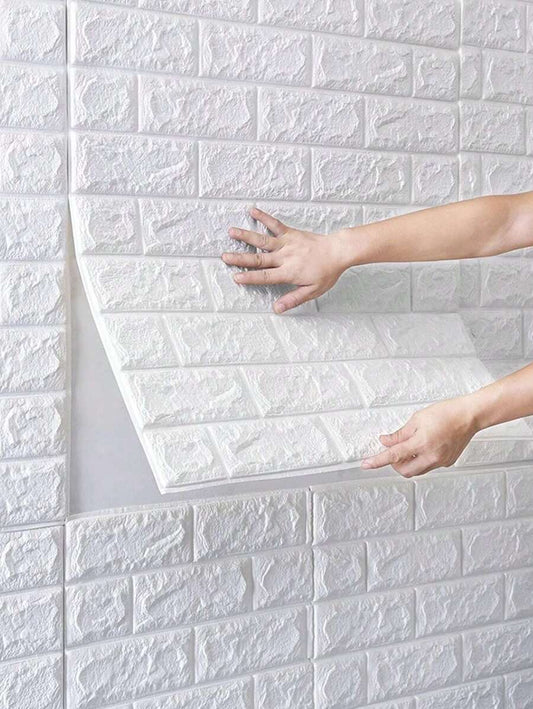 10pcs Brick Pattern Wall Paper, Modern Plain 3D Wall Paper For Home
