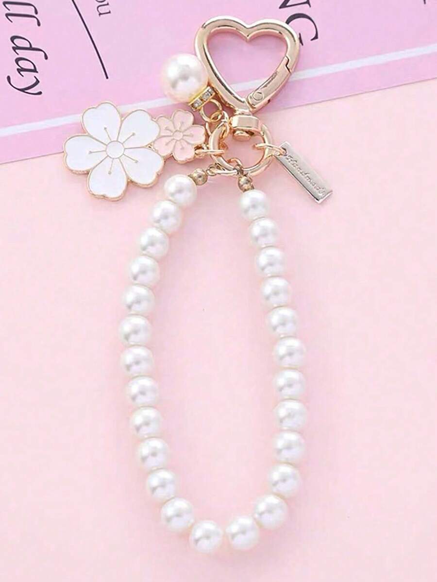 Elegant Flower Patterned Alloy Pearl Bracelet